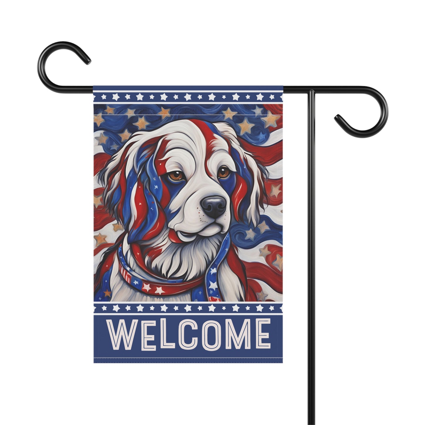 All American Dog Welcome 2-Sided Garden & House Flag/Banner