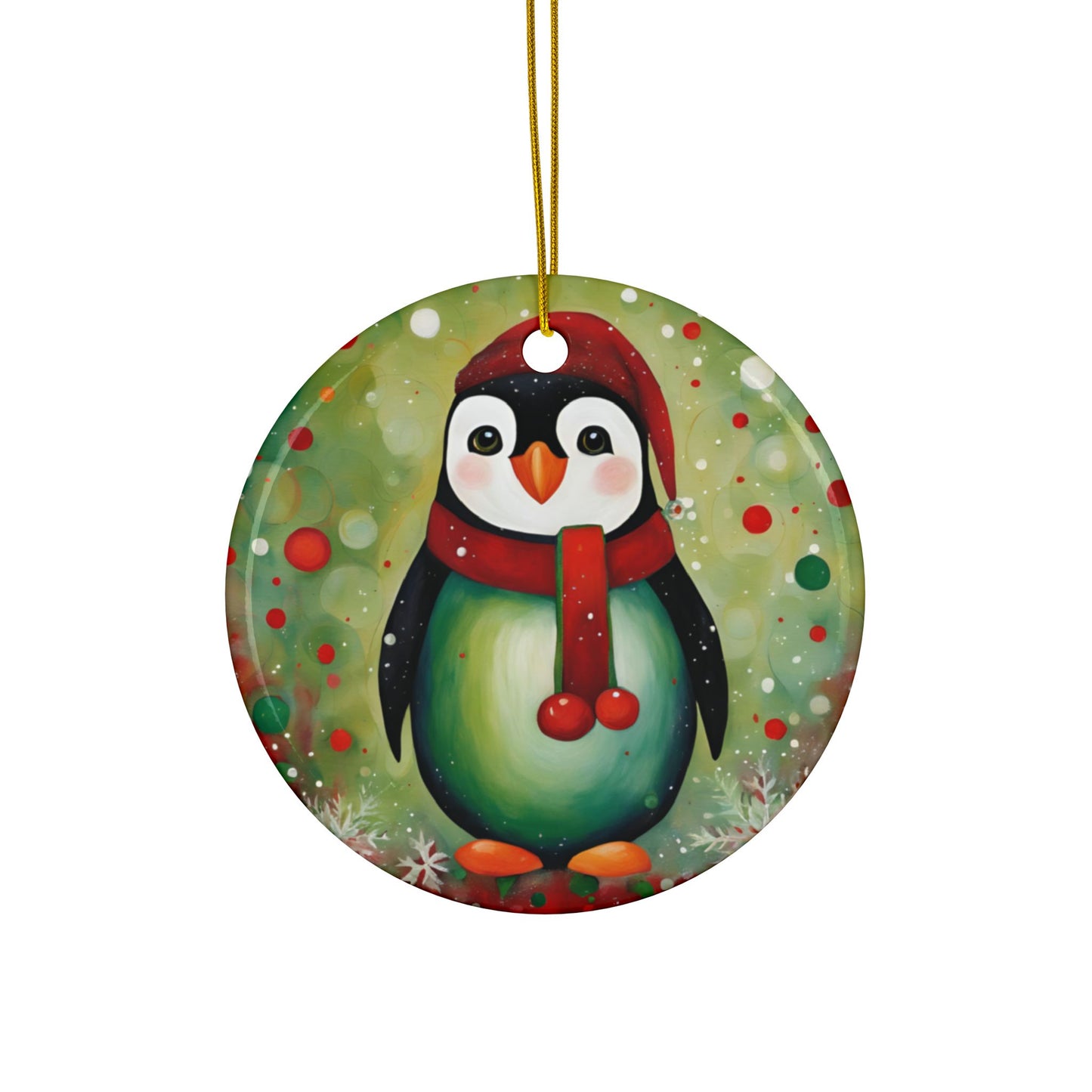 Holiday Penguin 3" Ceramic Ornaments, 2-Side Print, (1pc, 10pcs)