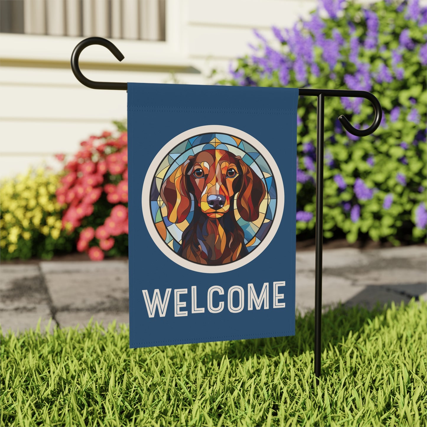 Dachshund Welcome 2-Sided Garden & House Flag/Banner