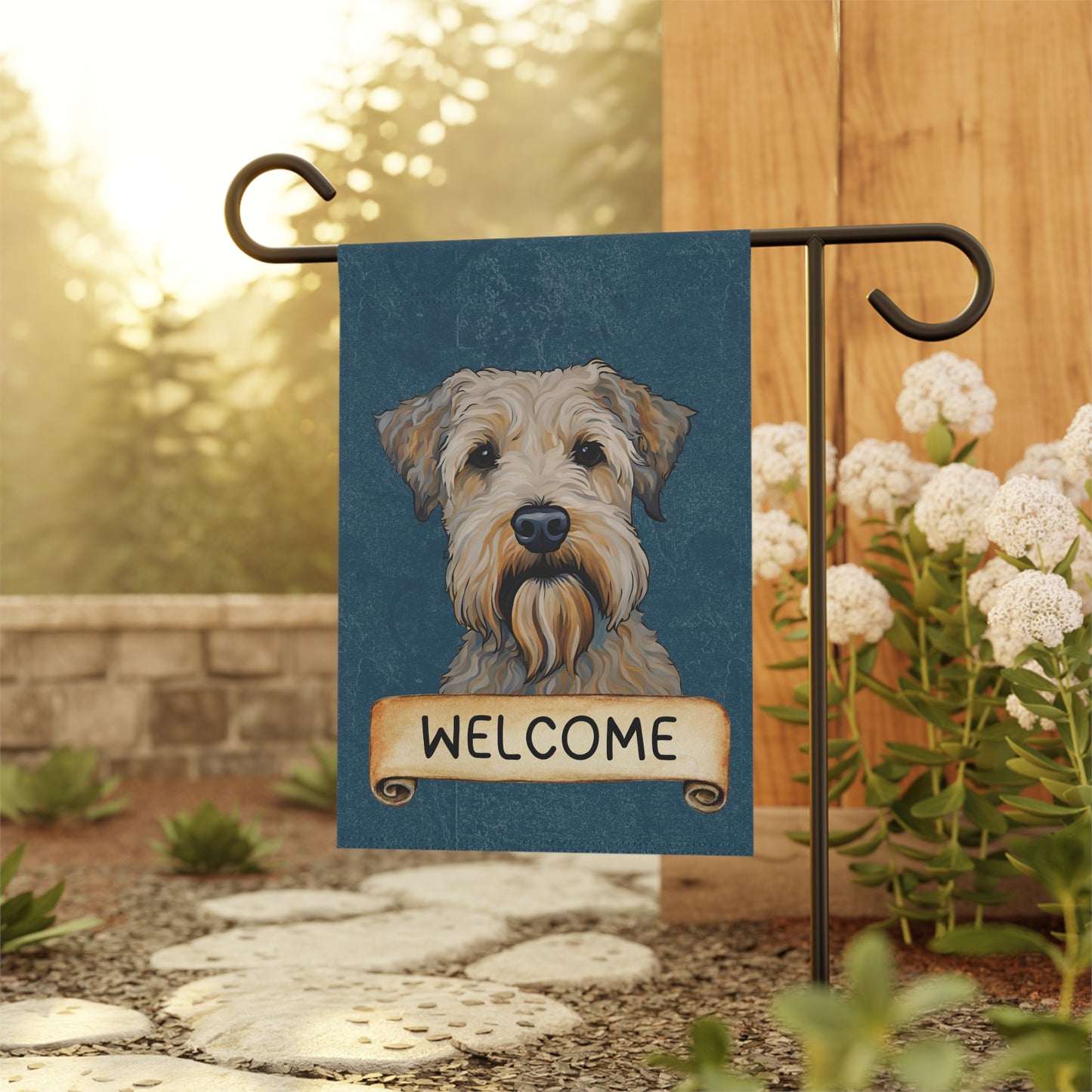 Wheaten Terrier Welcome 2-Sided Garden & House Flag/Banner