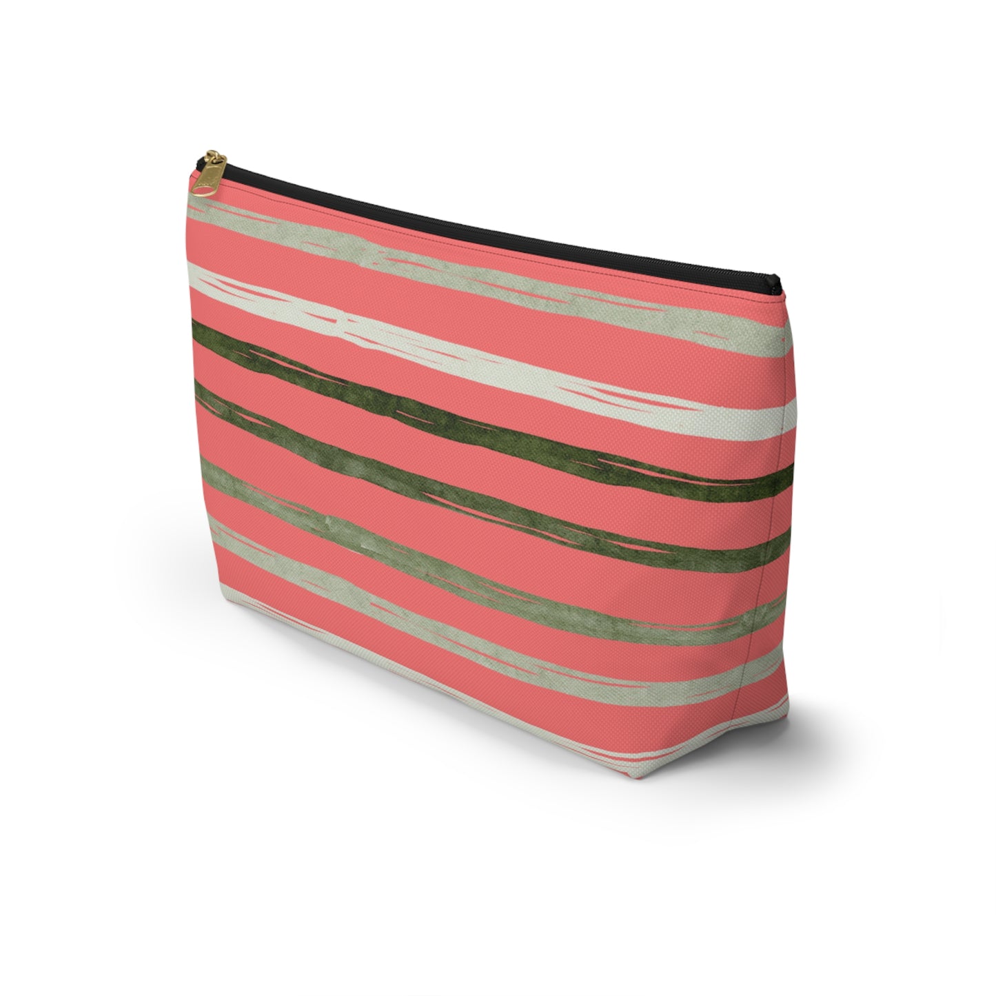 Utah Green stripes on Melon fashion makeup Accessory Pouch w T-bottom