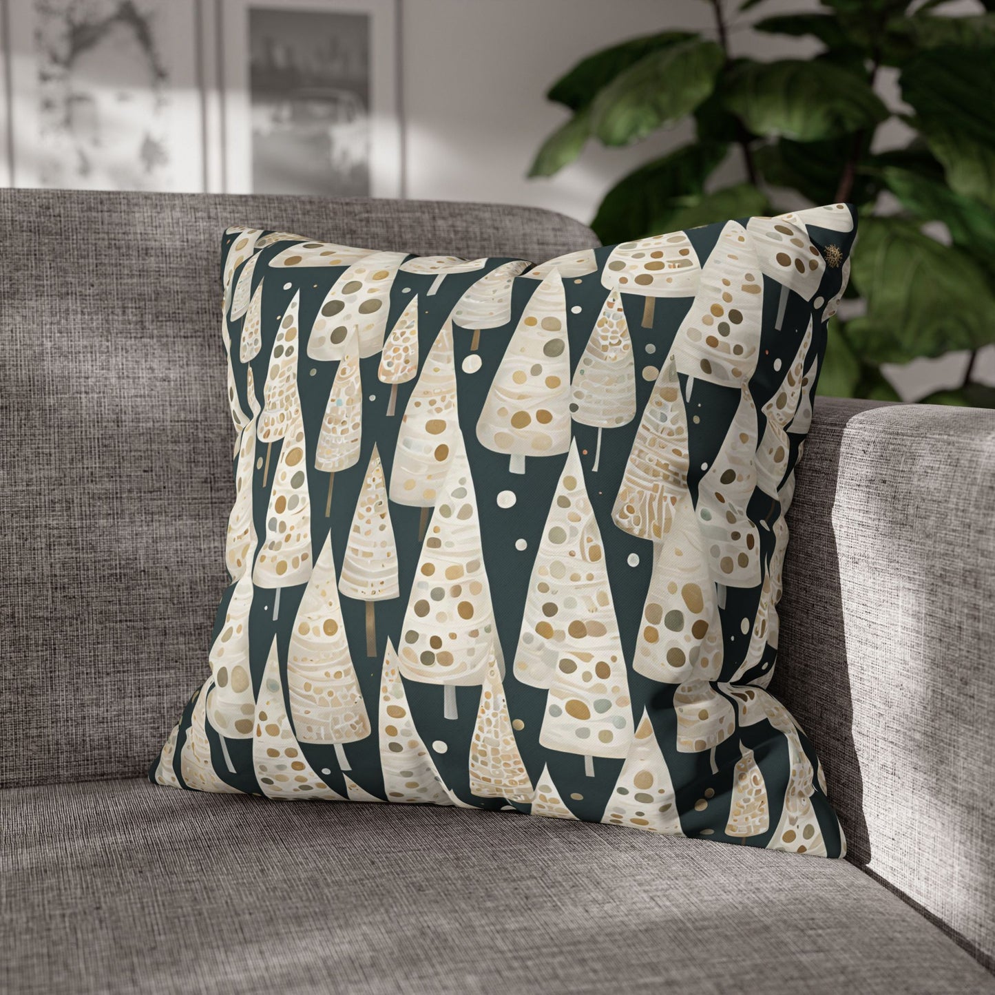 Tree Cones Square Poly Canvas Pillowcase