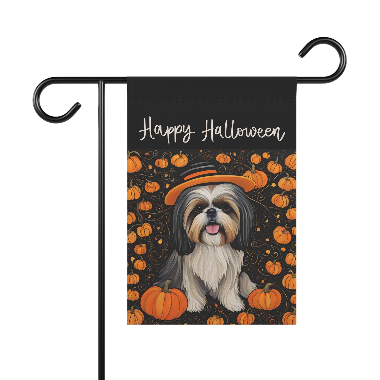 Shih Tzu Happy Halloween 2-Sided Garden & House Flag/Banner