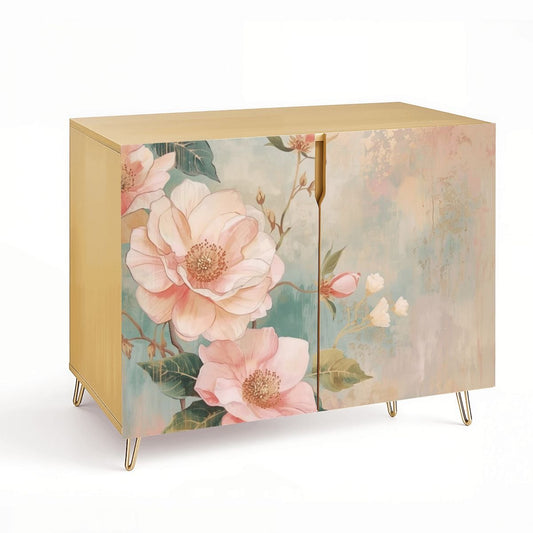 Pastel Floral Wooden Storage Cabinet (Made in USA)