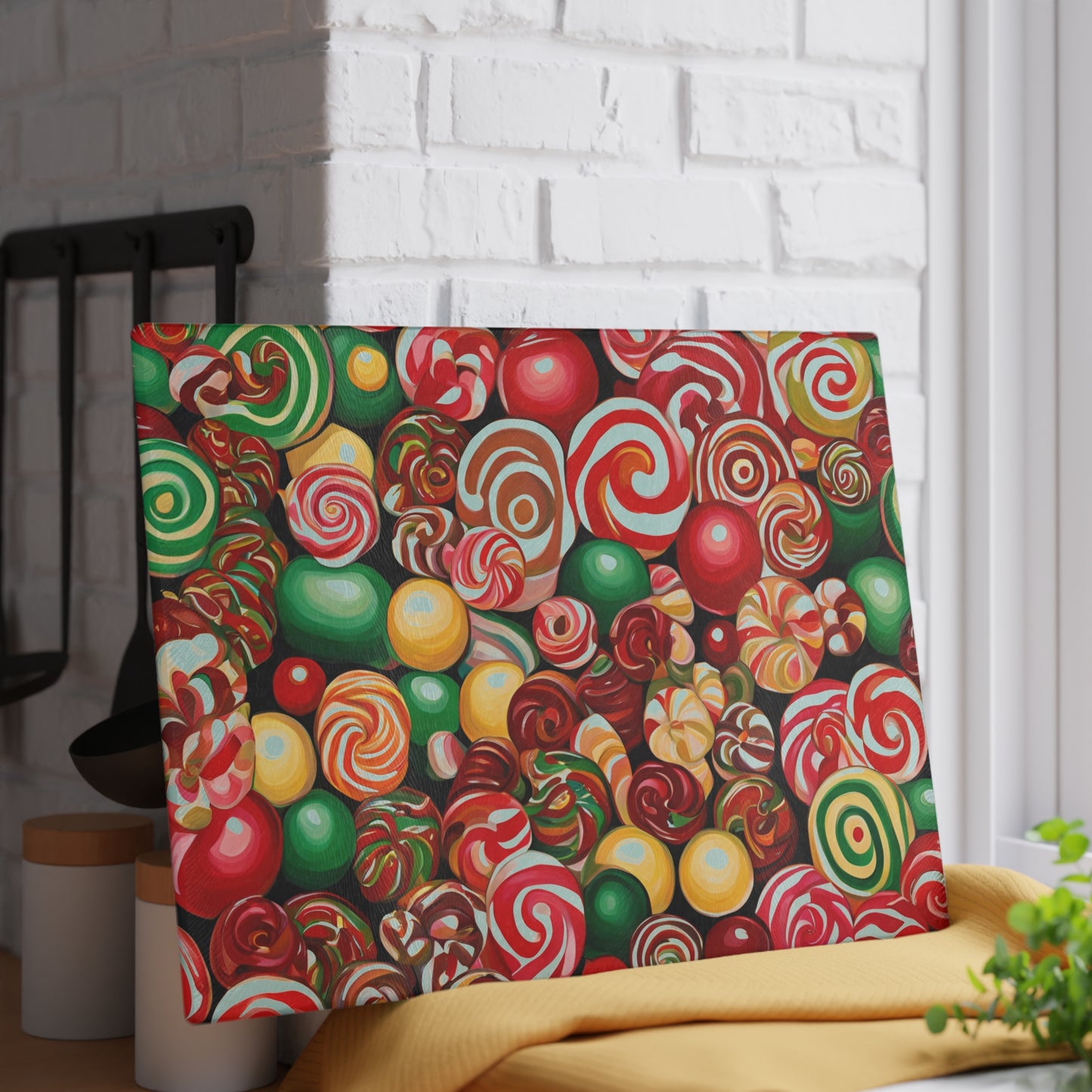 Christmas Candy Tempered Glass Cutting Board