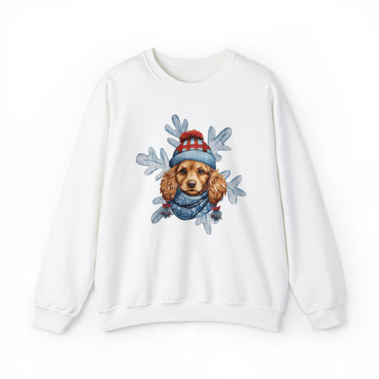 Snow Dog in Hat & Scarf Unisex Heavy Blend™ Crewneck Sweatshirt