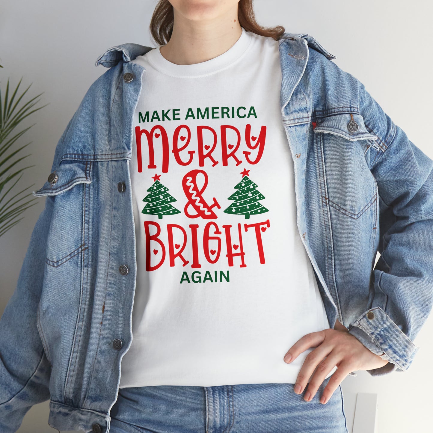 Happy Hearts Make America Merry & Bright Again Unisex Heavy Cotton Tee