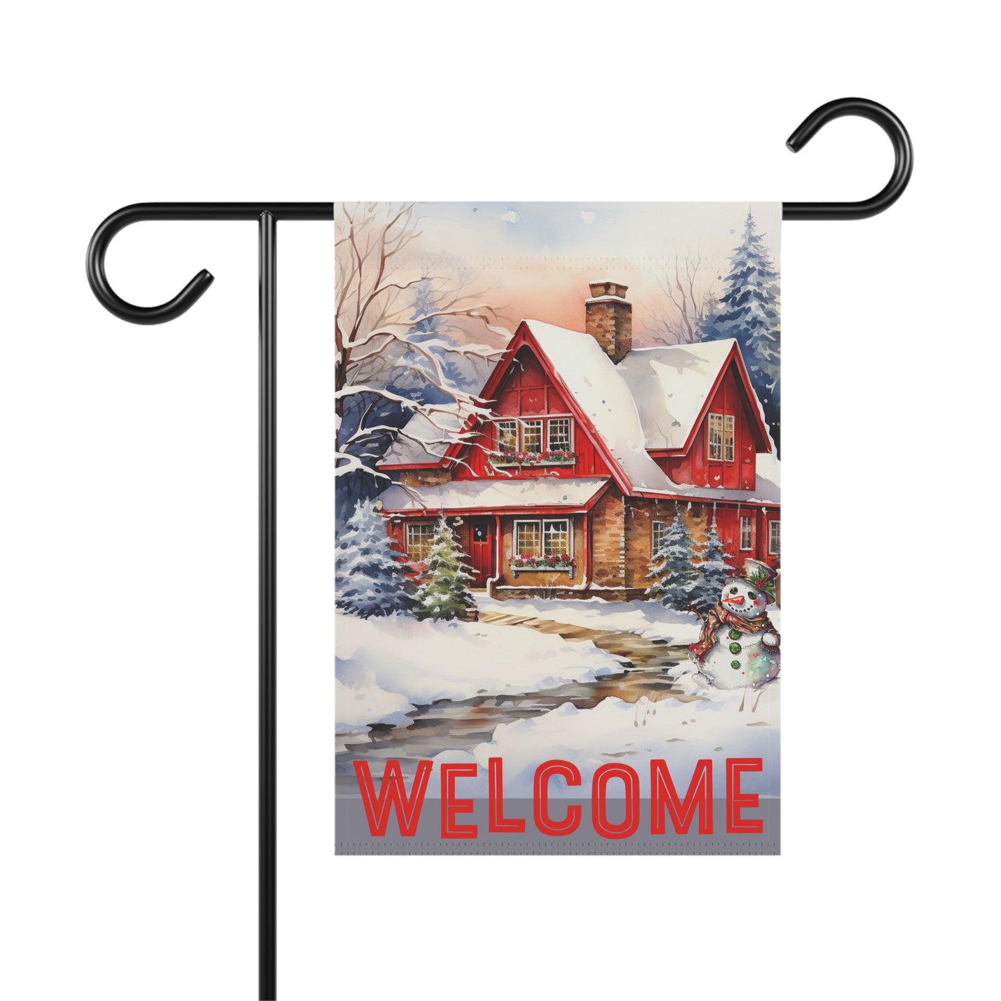 Winter Home Snowman Welcome 2-Sided Garden & House Banner