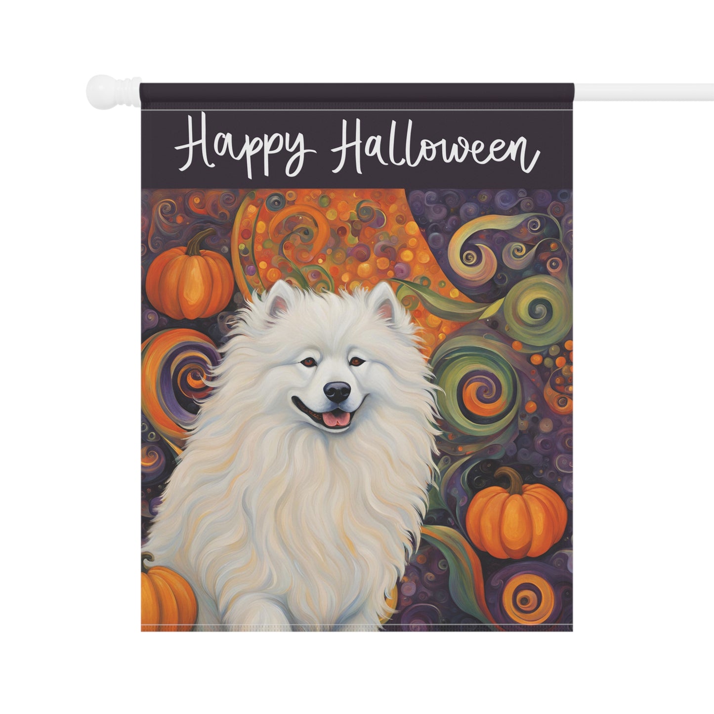 Samoyed Happy Halloween 2-Sided Garden & House Flag/Banner