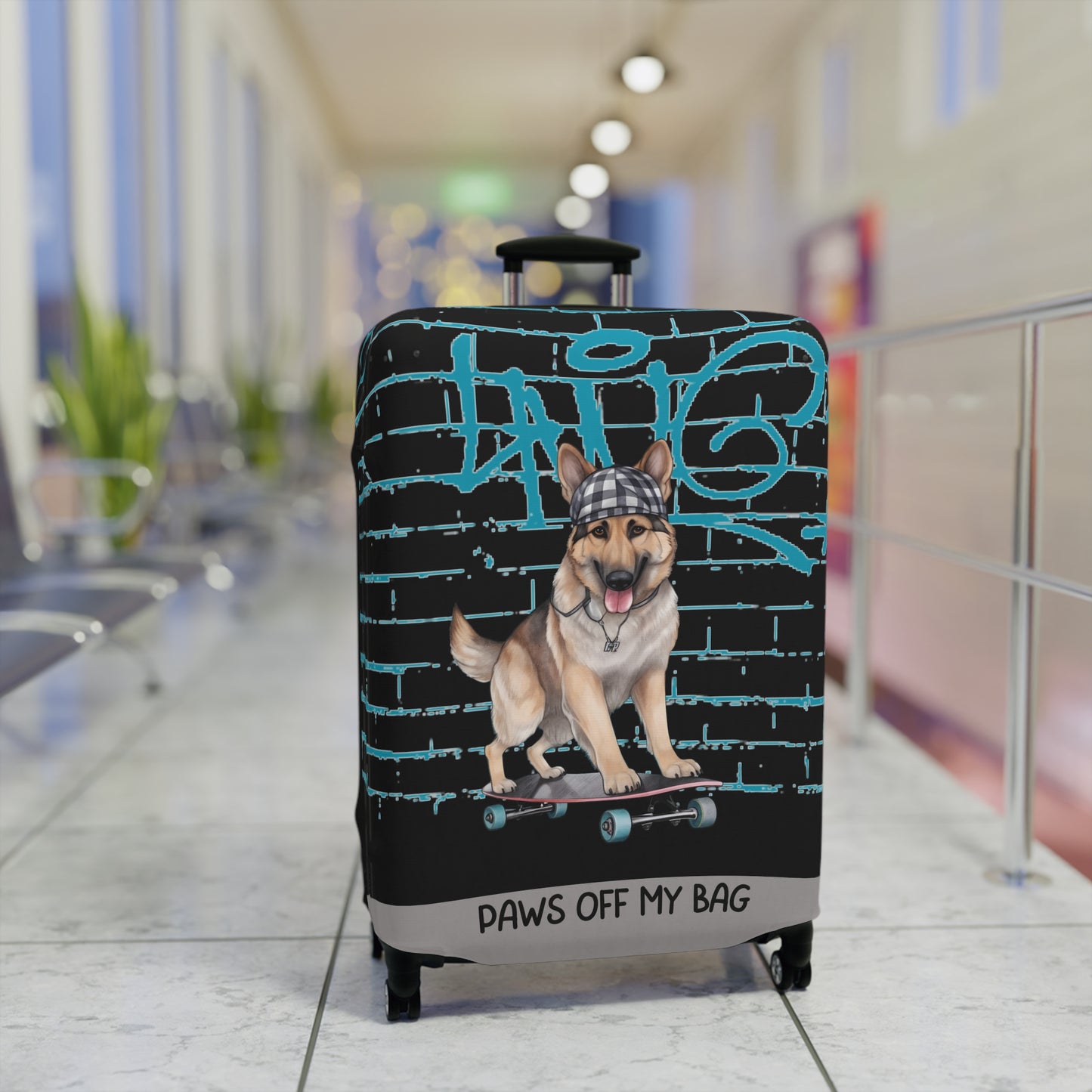 German Shepherd on Skateboard Paws Off My Bag Luggage Cover