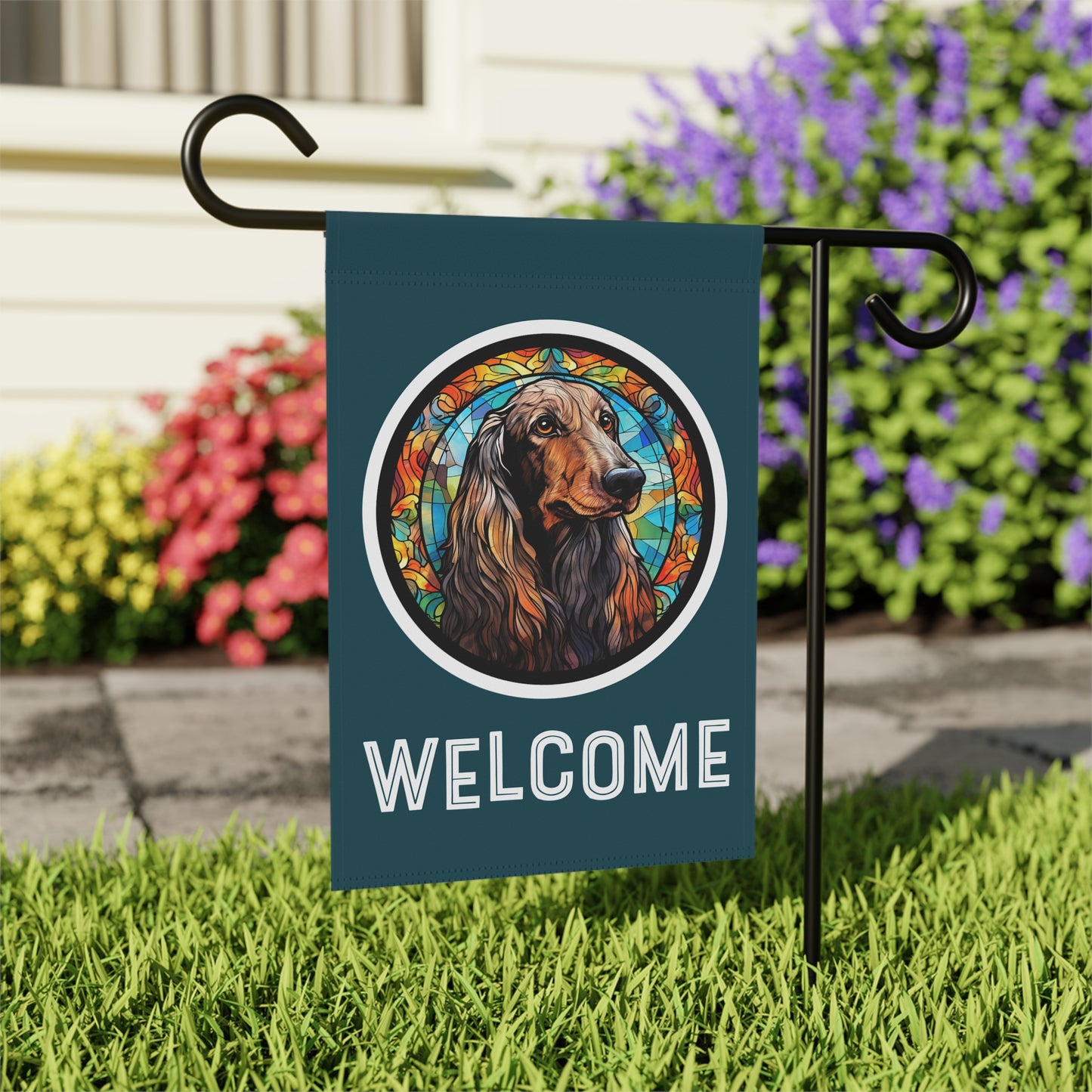 Afghan Hound Welcome 2-Sided Garden & House Flag/Banner