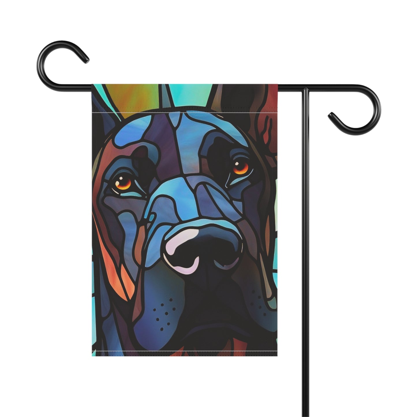 Great Dane Face Stained Glass Look 2-Sided Garden & House Flag/Banner