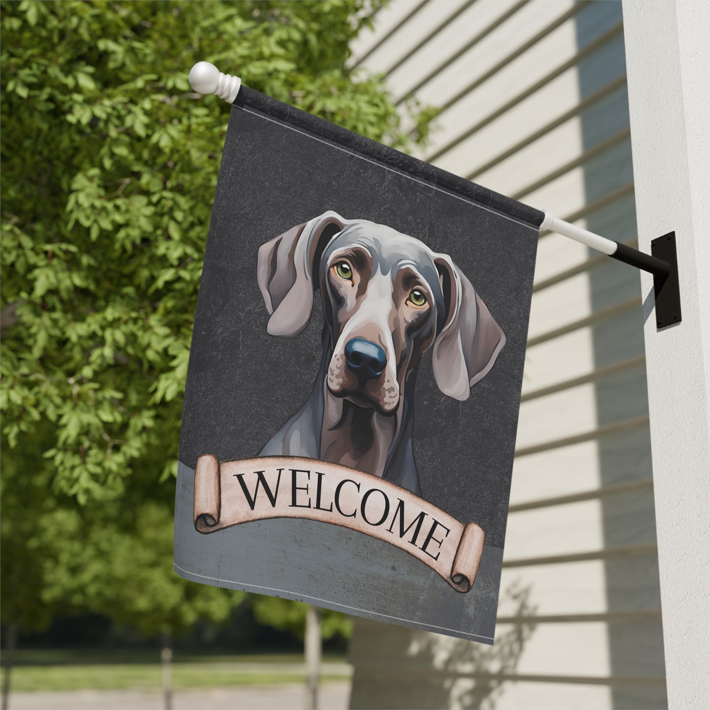 Weimaraner Welcome 2-Sided Garden & House Flag/Banner