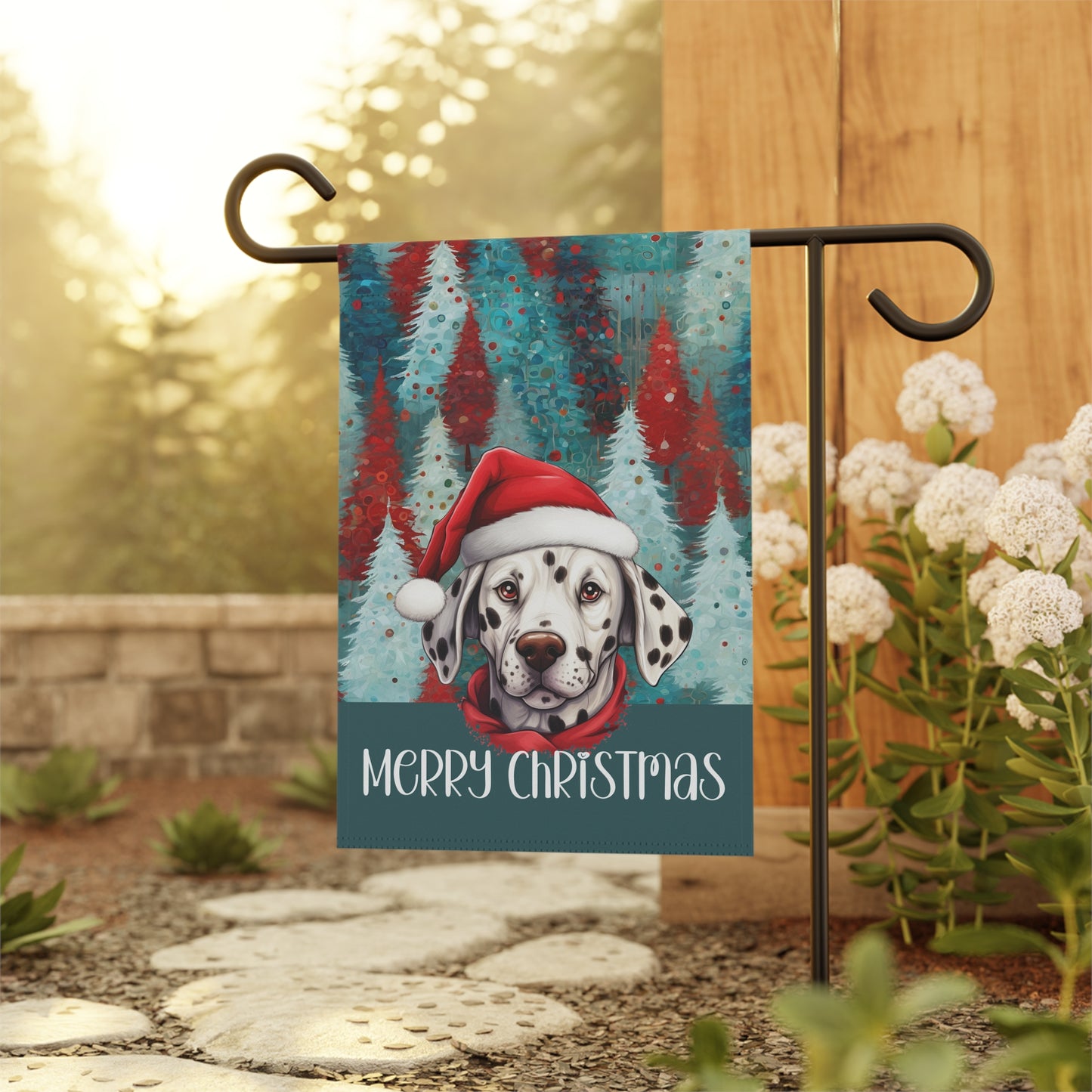 Dalmatian Merry Christmas 2-Sided Garden & House Flag/Banner