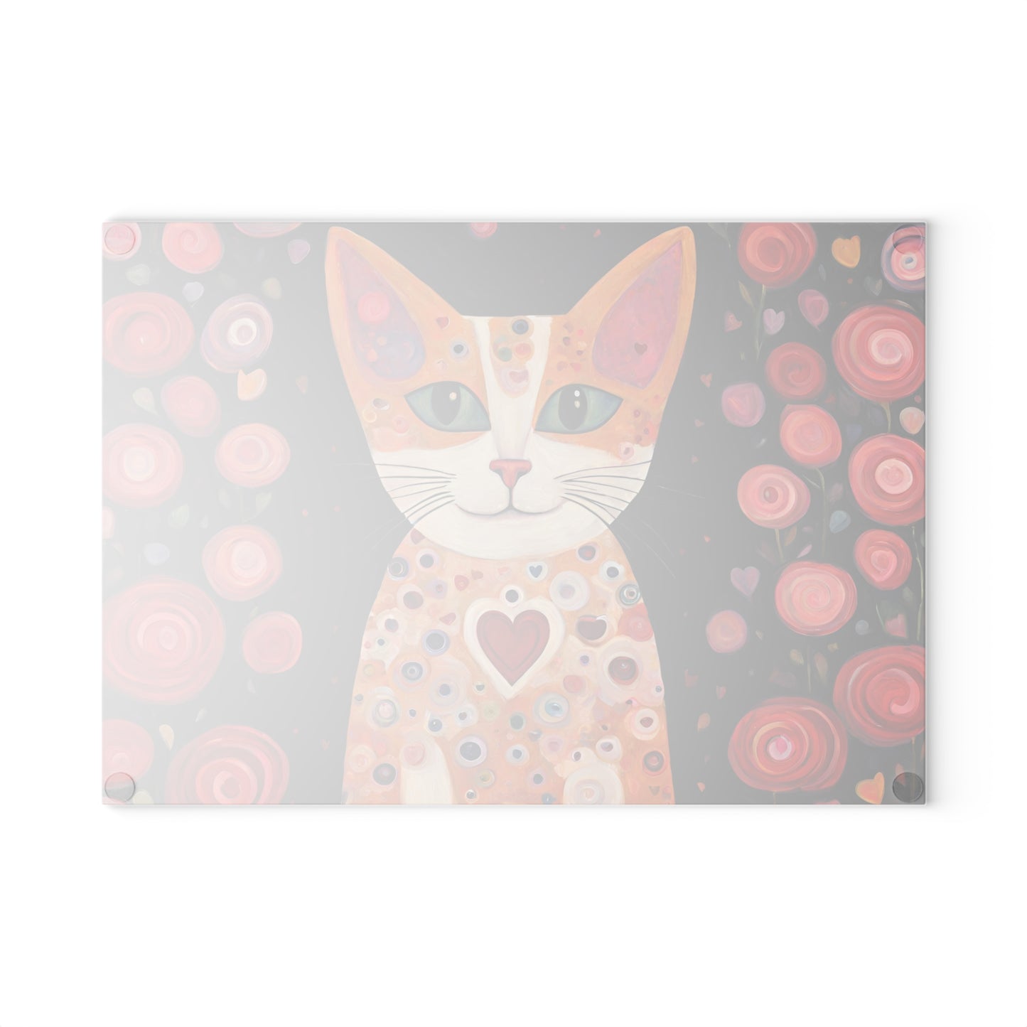 Cat Love Tempered Glass Cutting Board