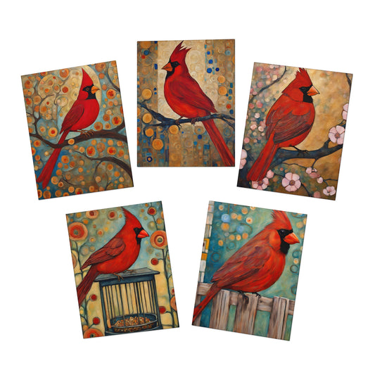 Cardinal Greeting Cards- Blank Inside (5-Pack)