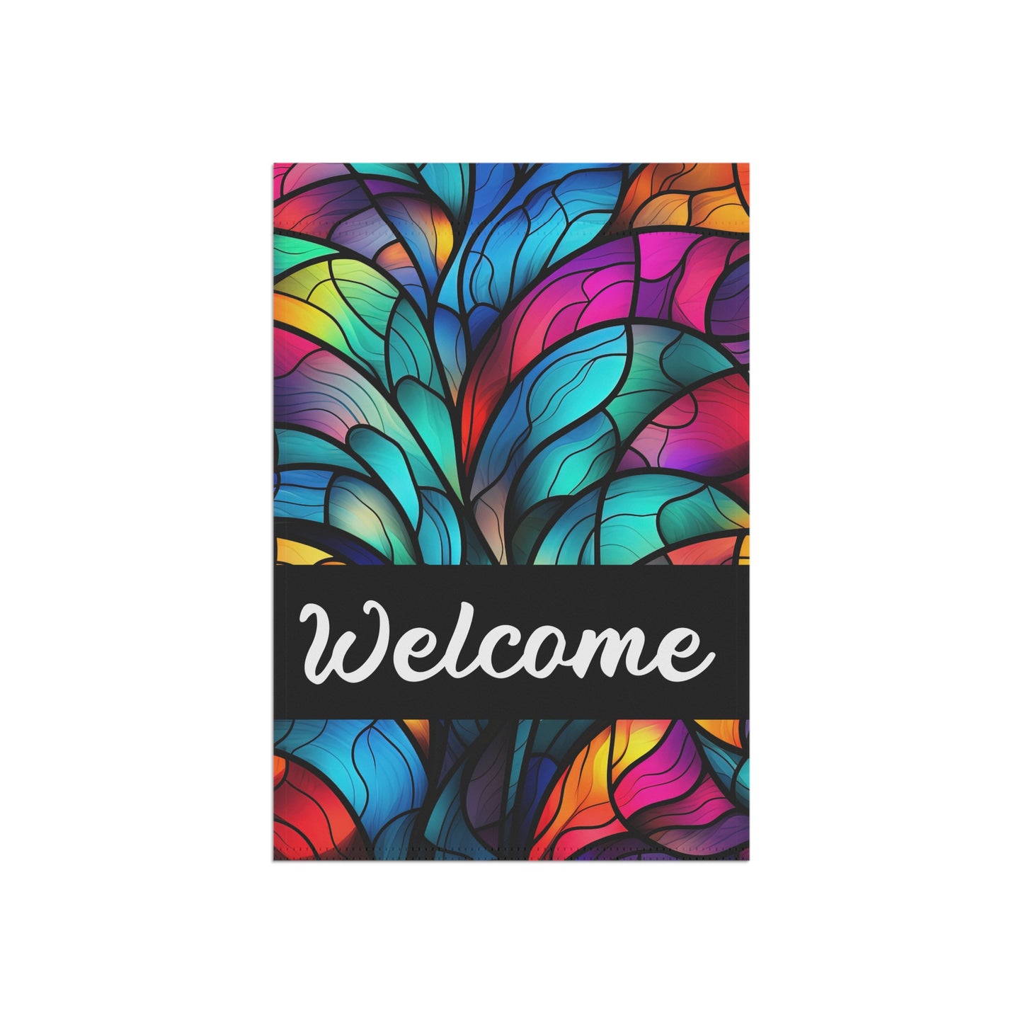 Welcome(2) Stained Glass Look 2-Sided Garden & House Banner