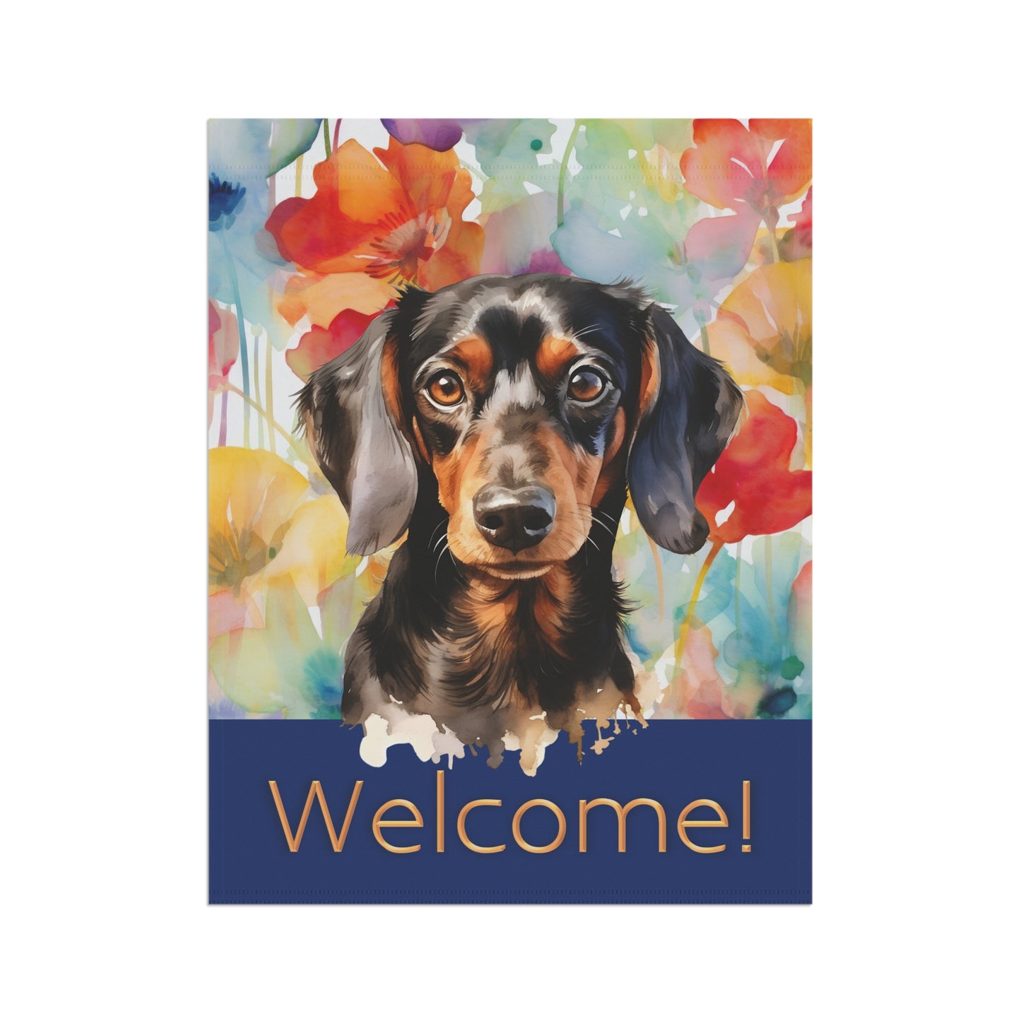 Dachshund Welcome Floral 2-Sided Garden & House Flag/Banner