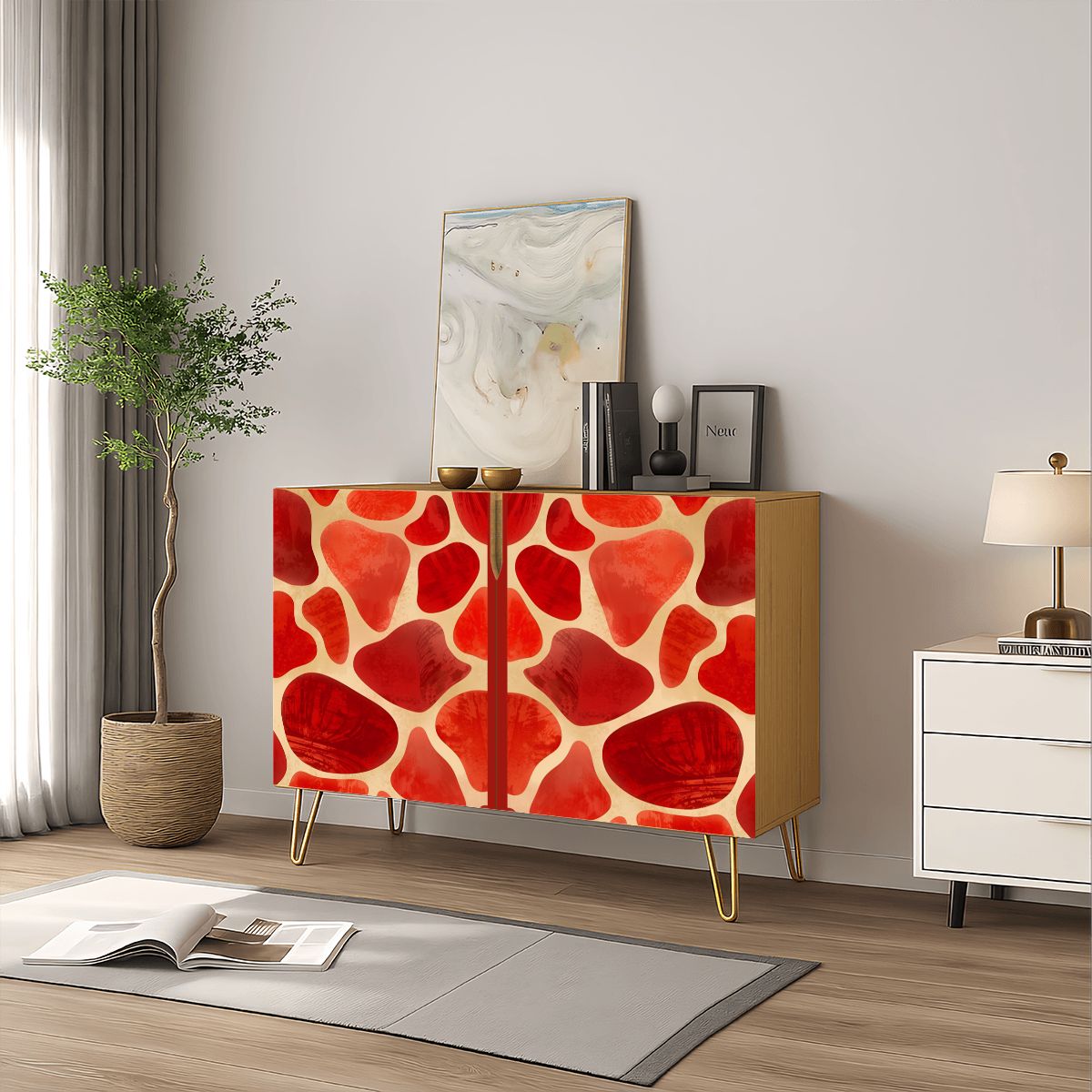 Red Giraffe Wooden Storage Cabinet (Made in USA)