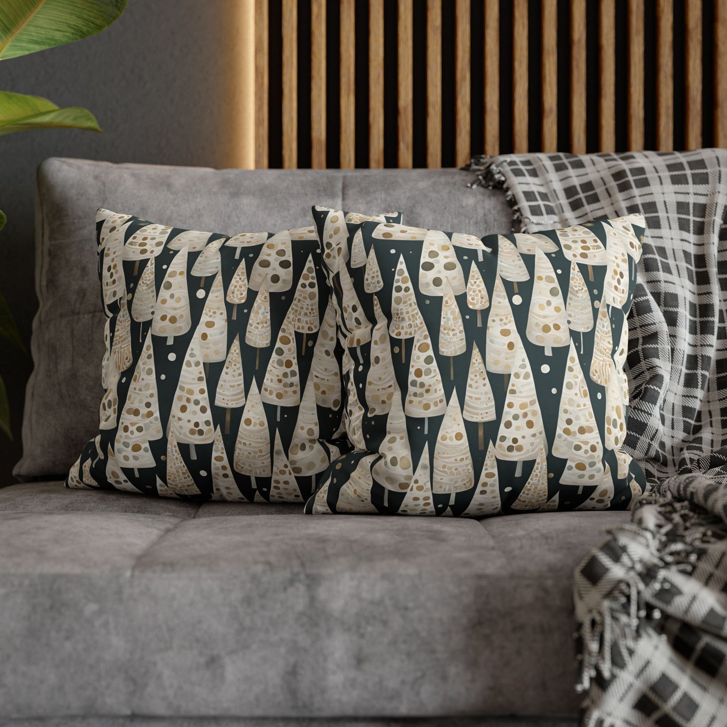 Tree Cones Square Poly Canvas Pillowcase