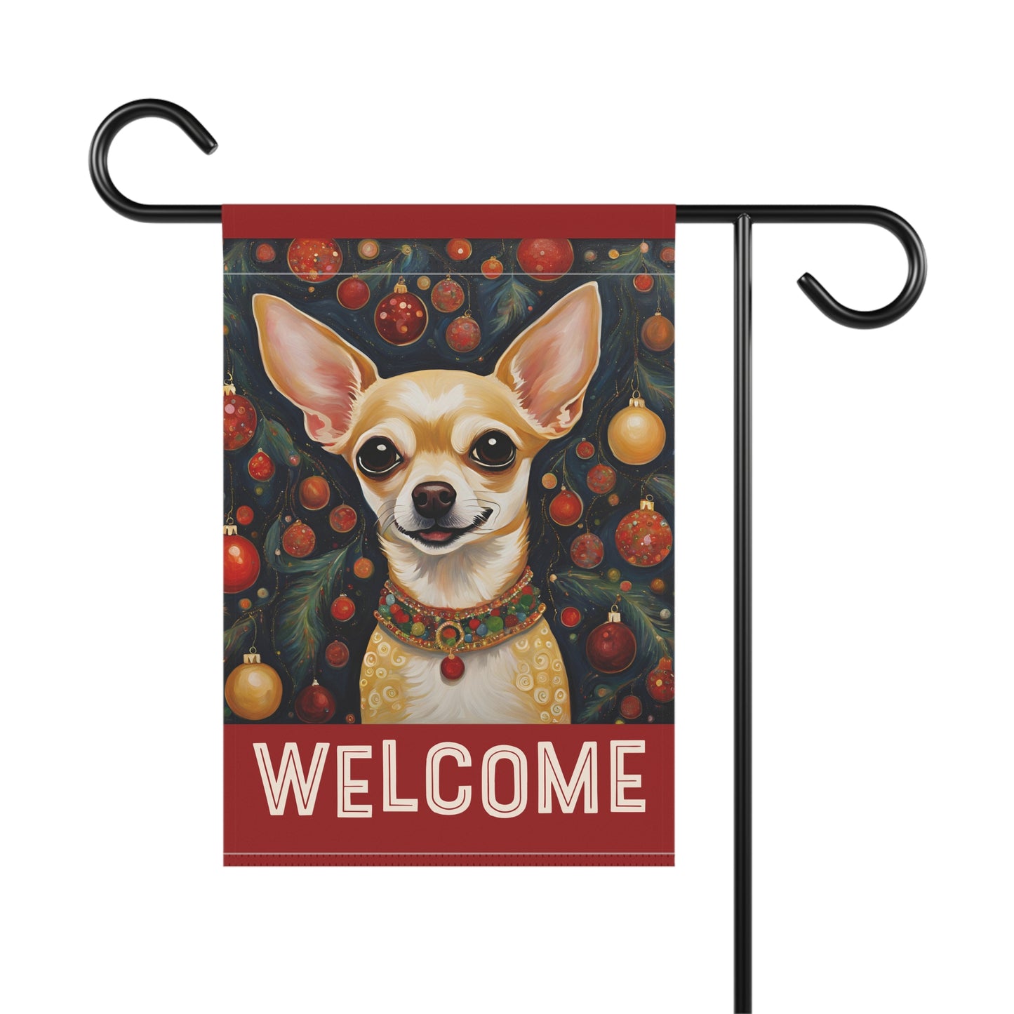 Chihuahua Christmas Welcome 2-Sided Garden & House Flag/Banner