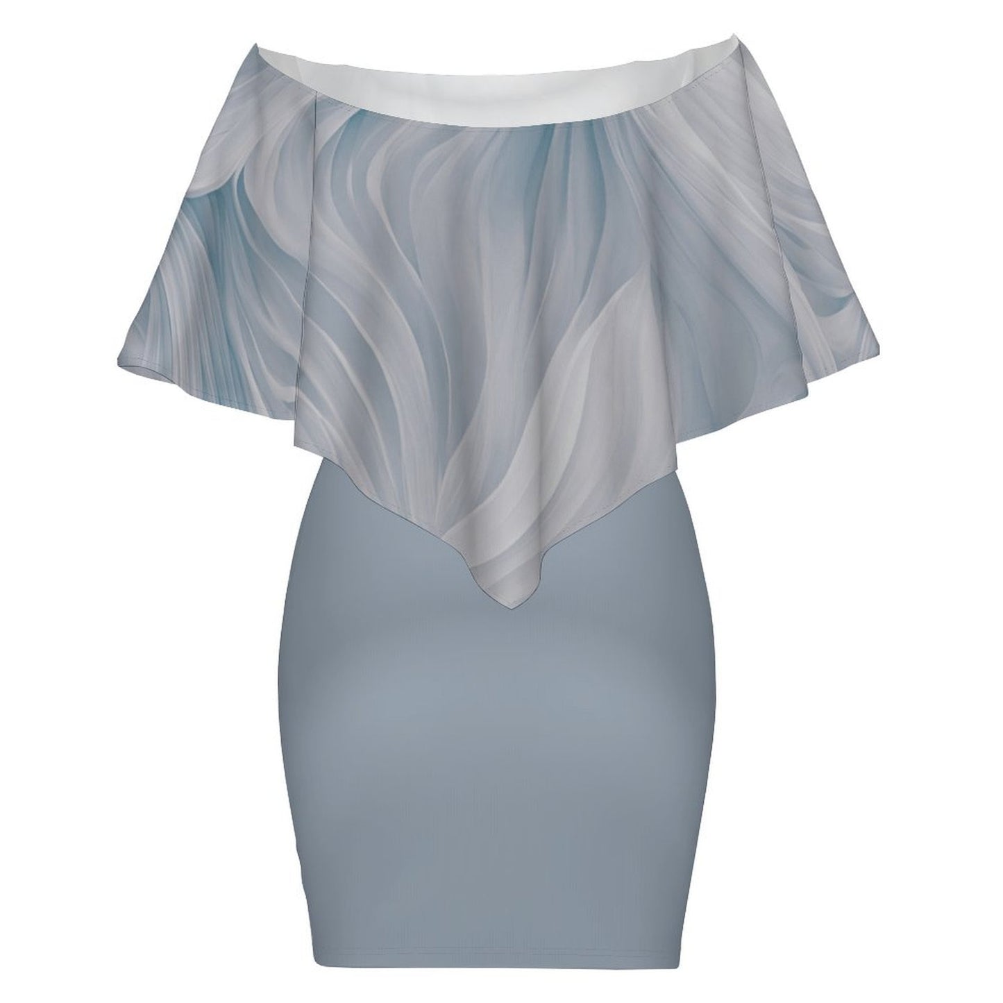 Sway in Blue Women's Off-shoulder Shawl Dress