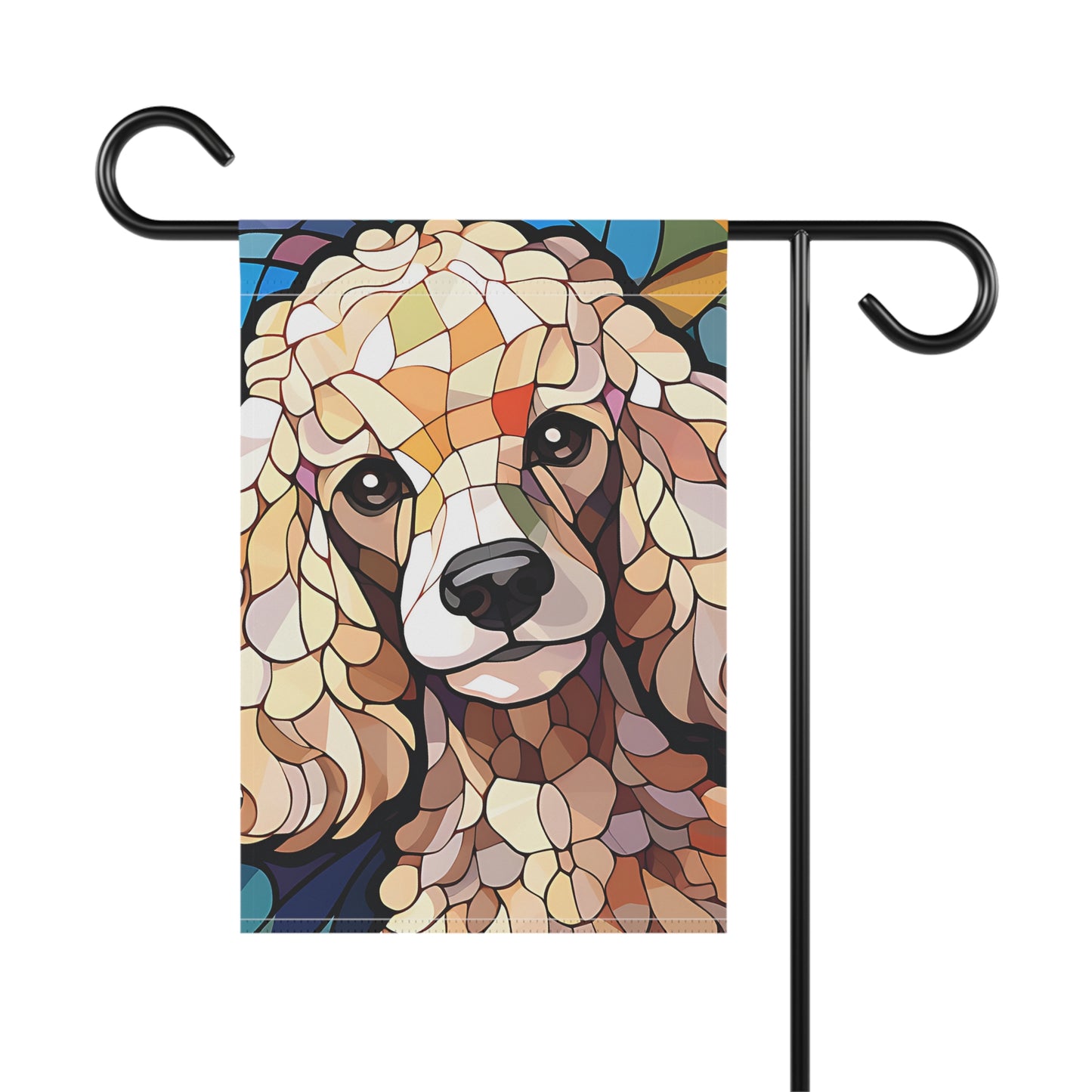 Poodle Face Stained Glass Look 2-Sided Garden & House Flag/Banner