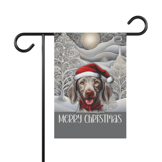 Weimaraner Merry Christmas 2-Sided Garden & House Flag/Banner