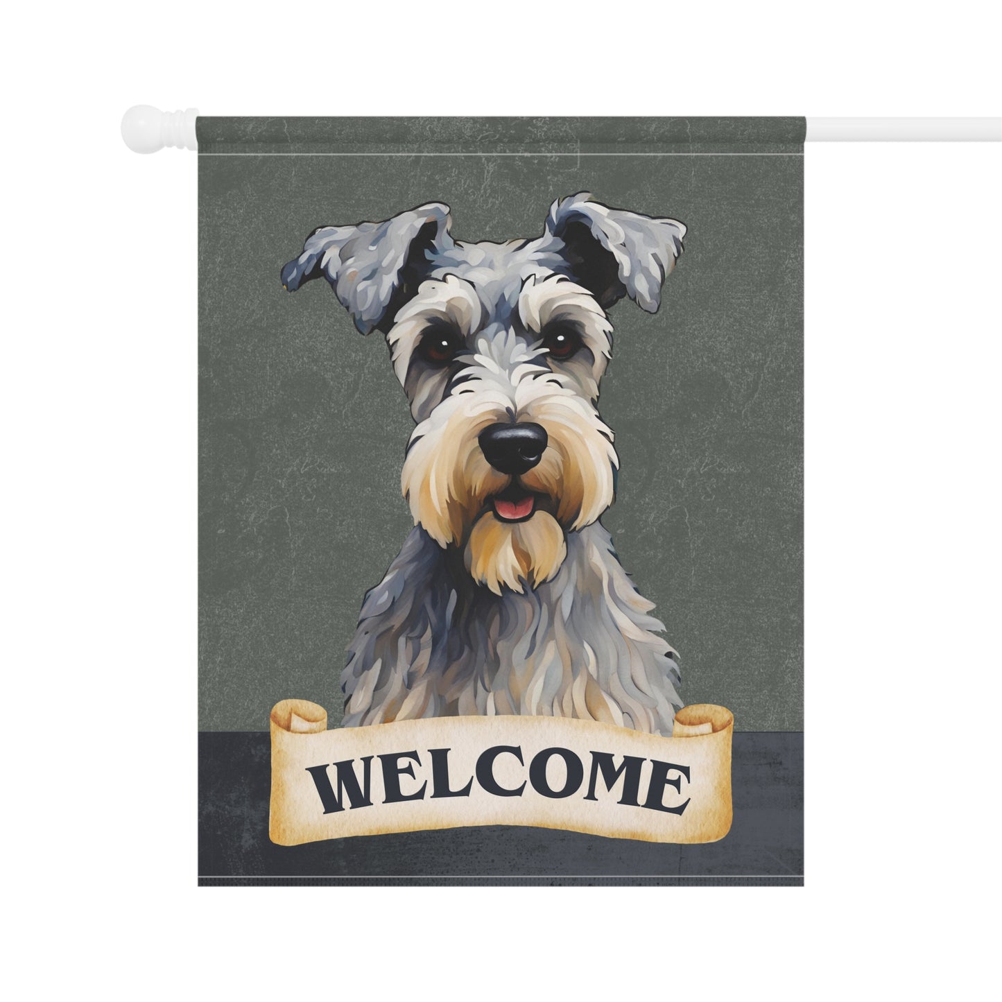 Miniature Schnauzer Welcome 2-Sided Garden & House Flag/Banner