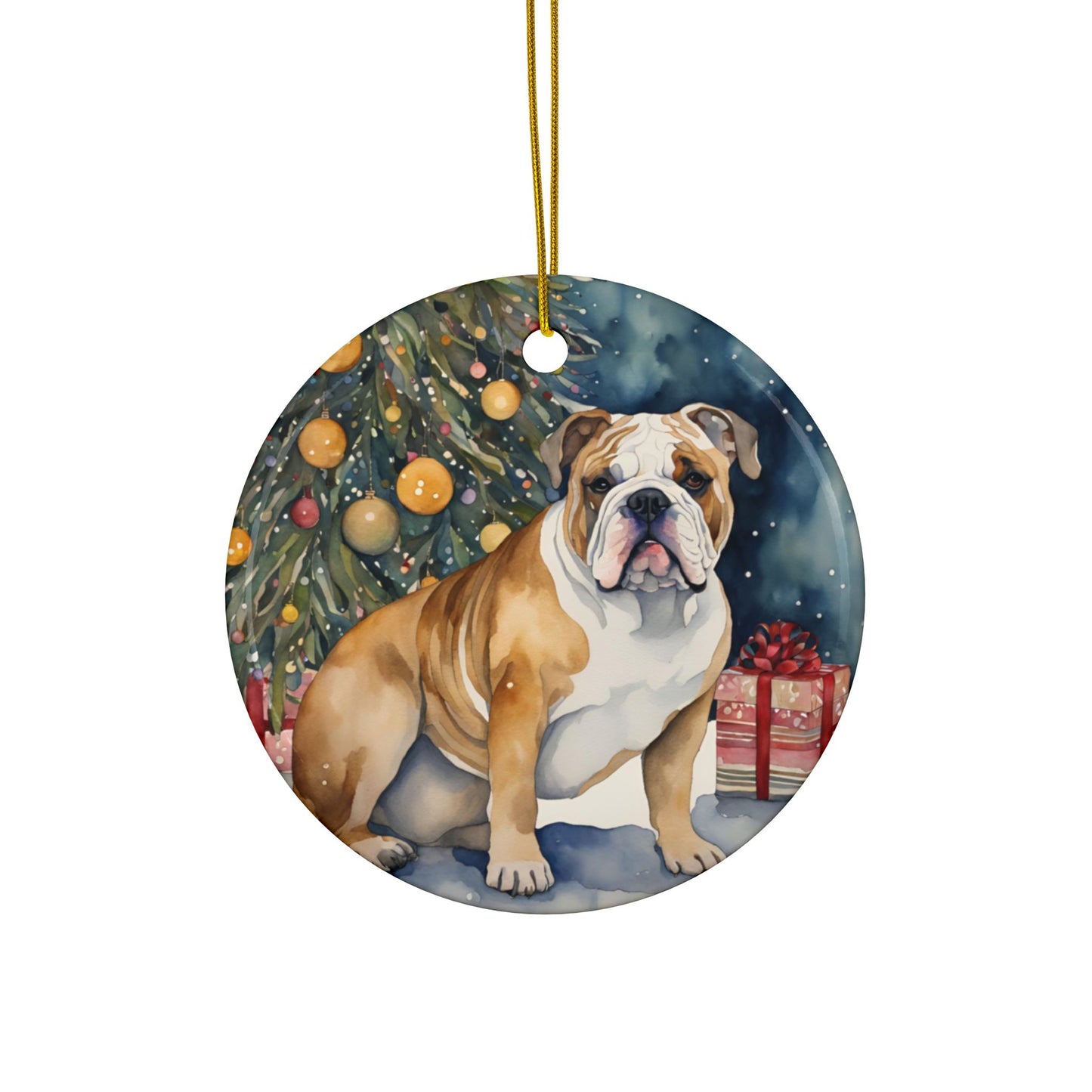 English Bulldog 3" Ceramic Ornaments, 2-Side Print, (1pc, 10pcs)