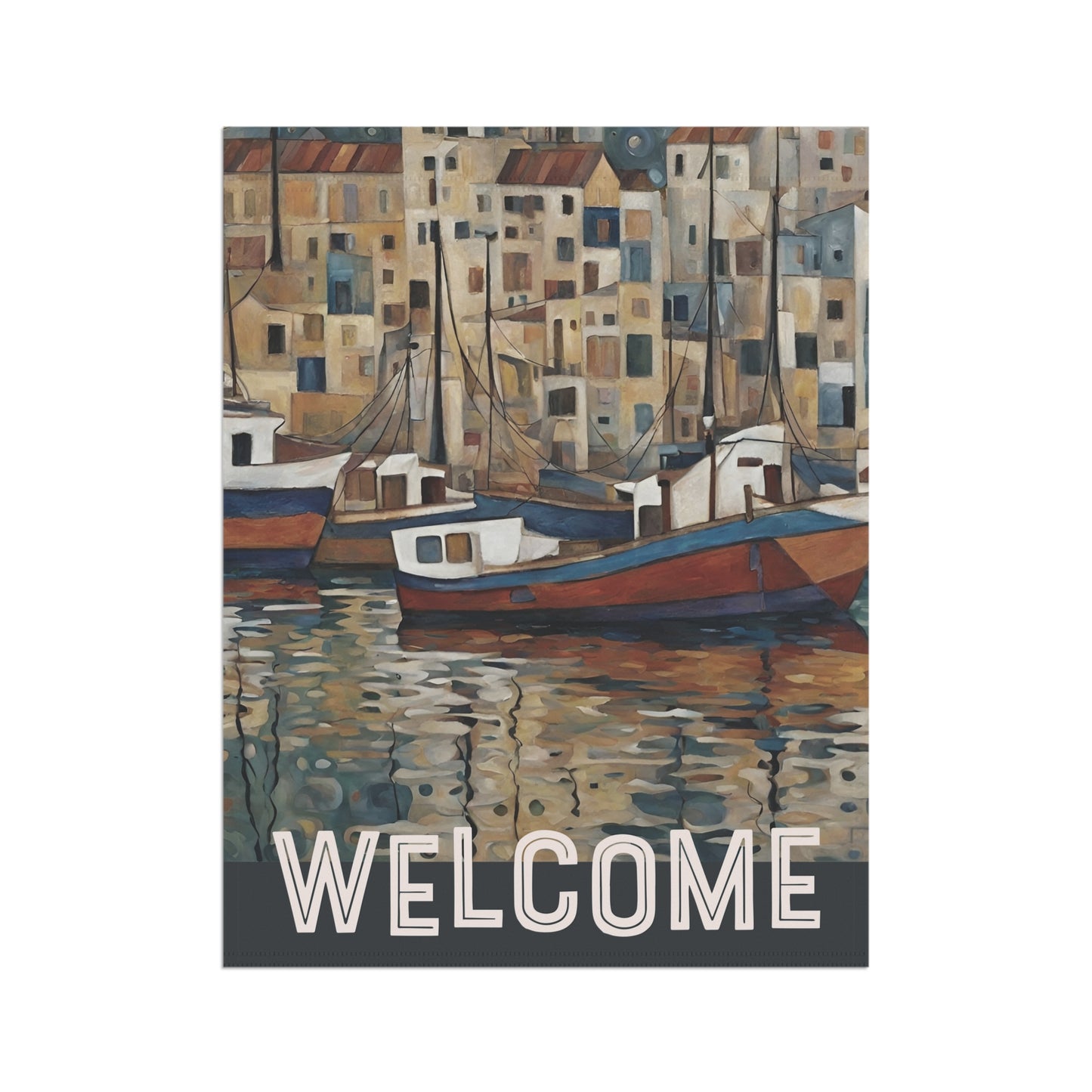 Boat Town Welcome 2-Sided Garden & House Flag/Banner