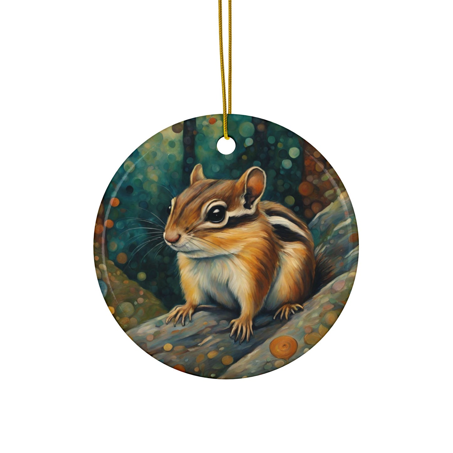 Mountain Forest Chipmunk 3" Ceramic Ornaments, 2-Side Print, (1pc, 10pcs)