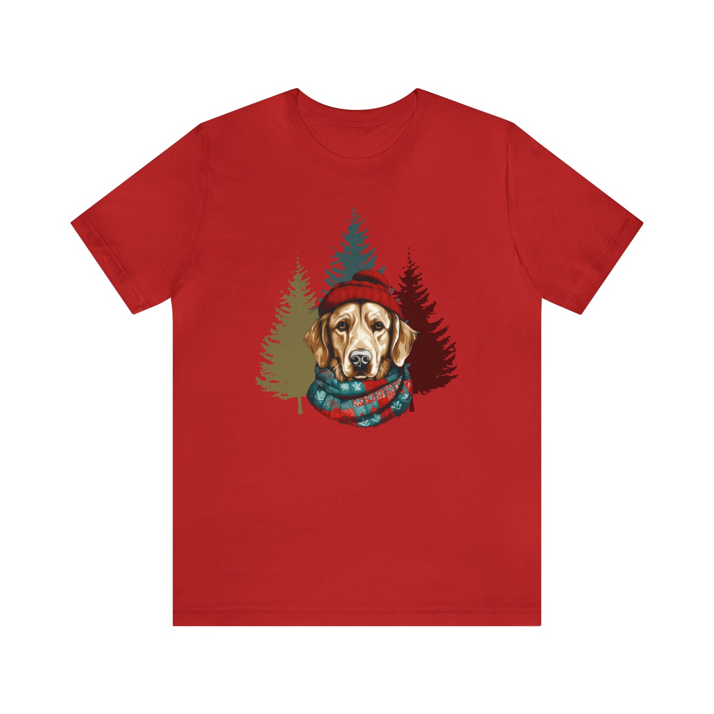 Golden Retriever in Hat & Scarf Unisex Jersey Short Sleeve Tee