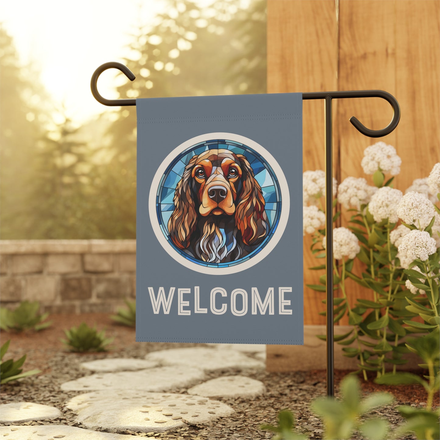 English Cocker Spaniel Welcome 2-Sided Garden & House Flag/Banner