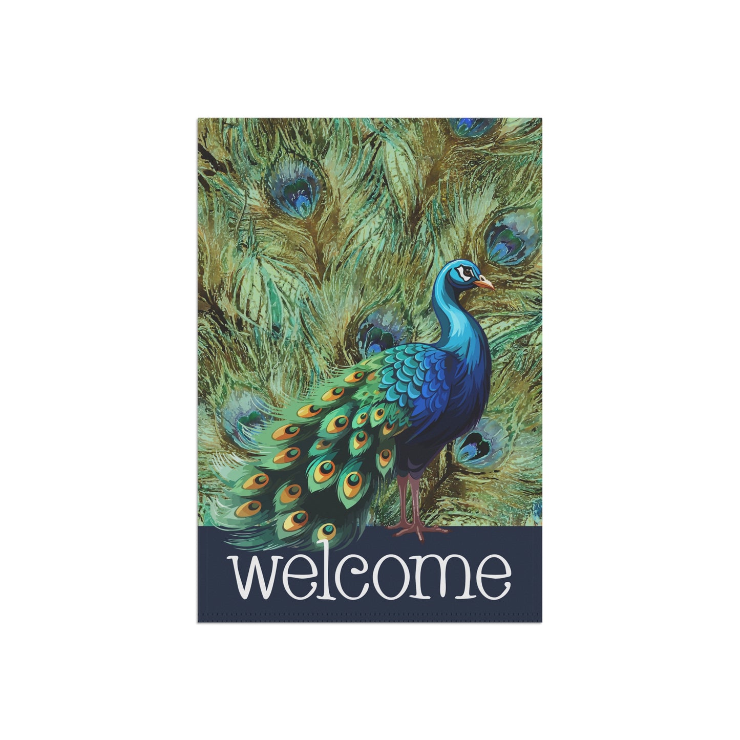 Fancy Peacock Welcome 2-Sided Garden & House Flag/Banner