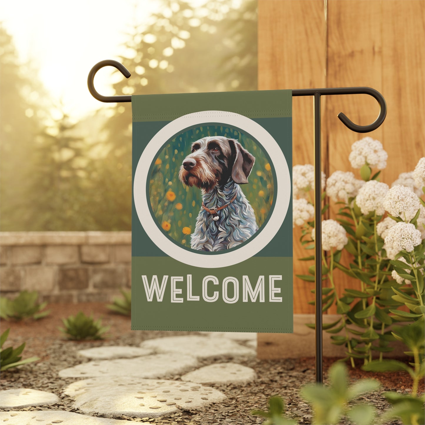 German Wirehaired Pointer Welcome 2-Sided Garden & House Flag/Banner