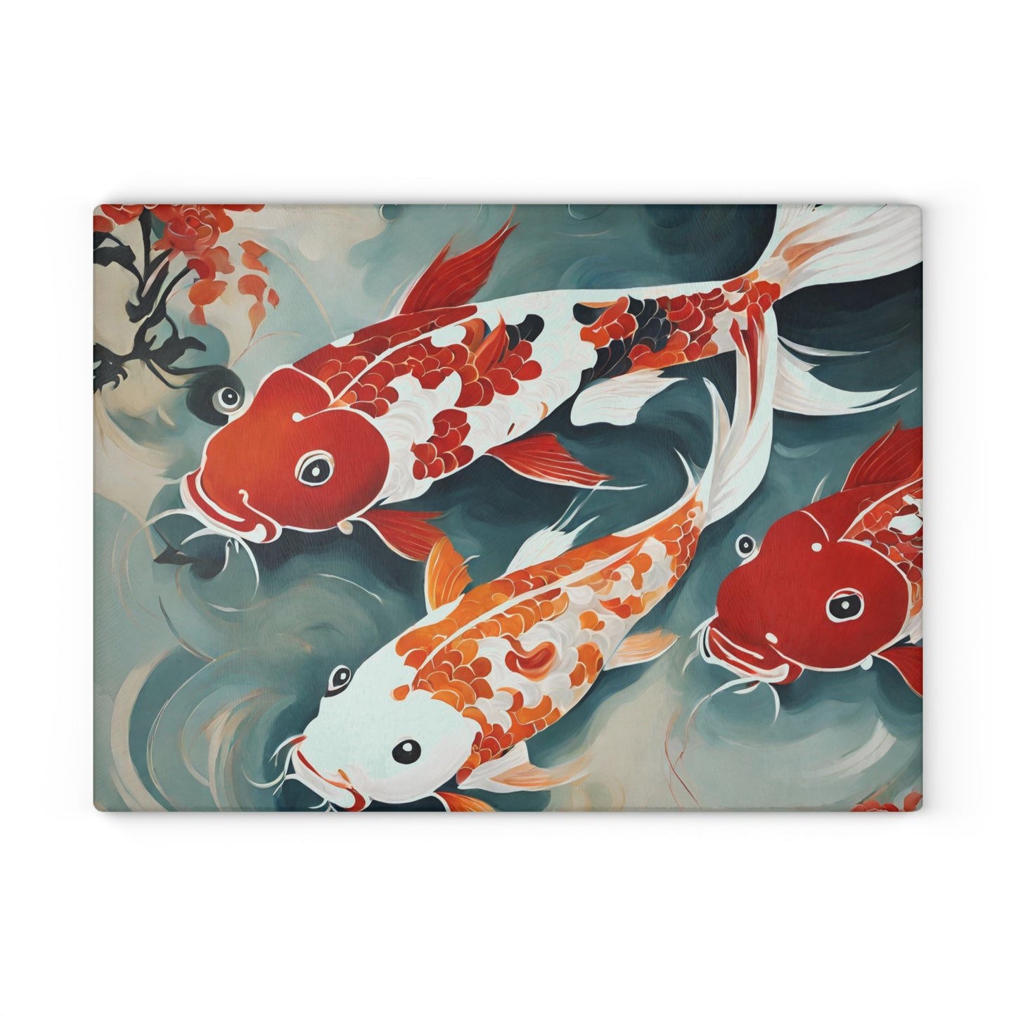 Koi Pond Tempered Glass Cutting Board