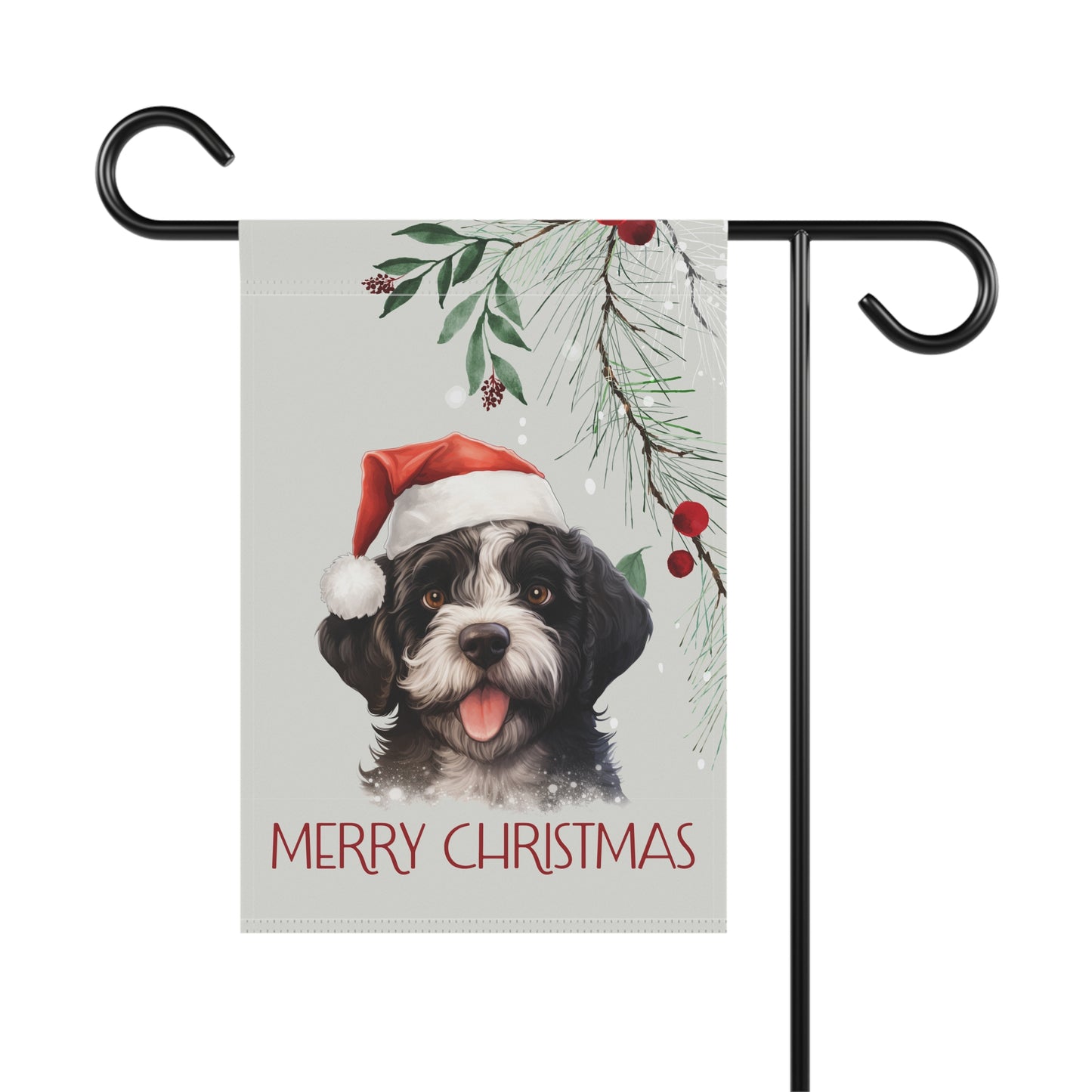 Portuguese Water Dog Merry Christmas 2-Sided Garden & House Flag/Banner