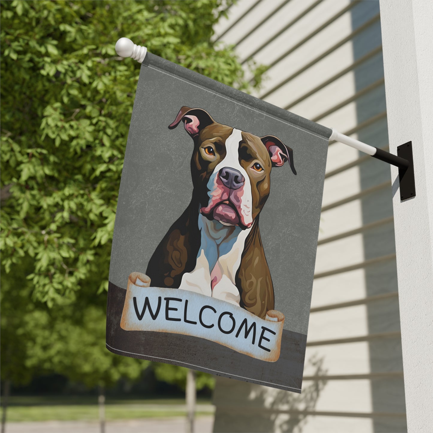 Pitbull Welcome 2-Sided Garden & House Flag/Banner