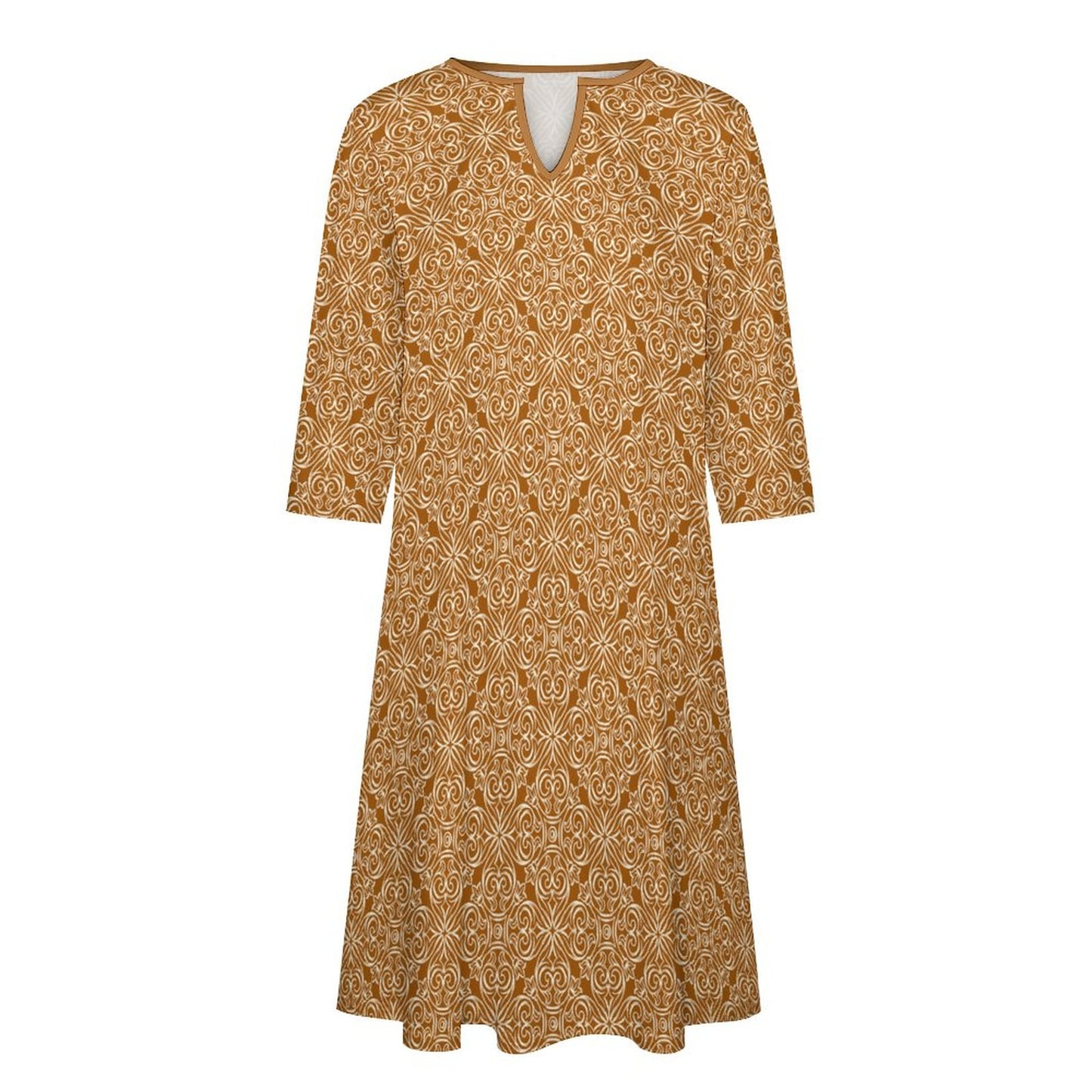 Addie V-neck 3/4 Sleeve Dress with Pockets