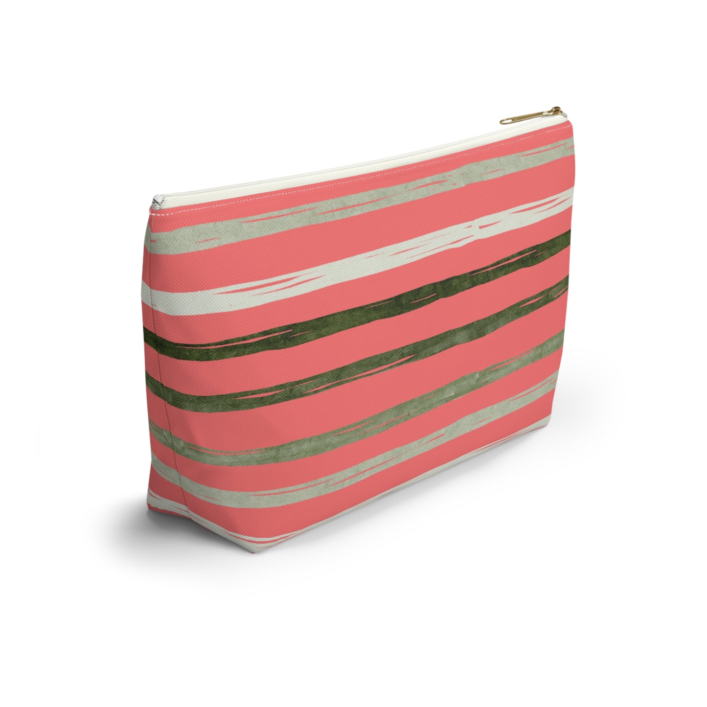 Utah Green stripes on Melon fashion makeup Accessory Pouch w T-bottom