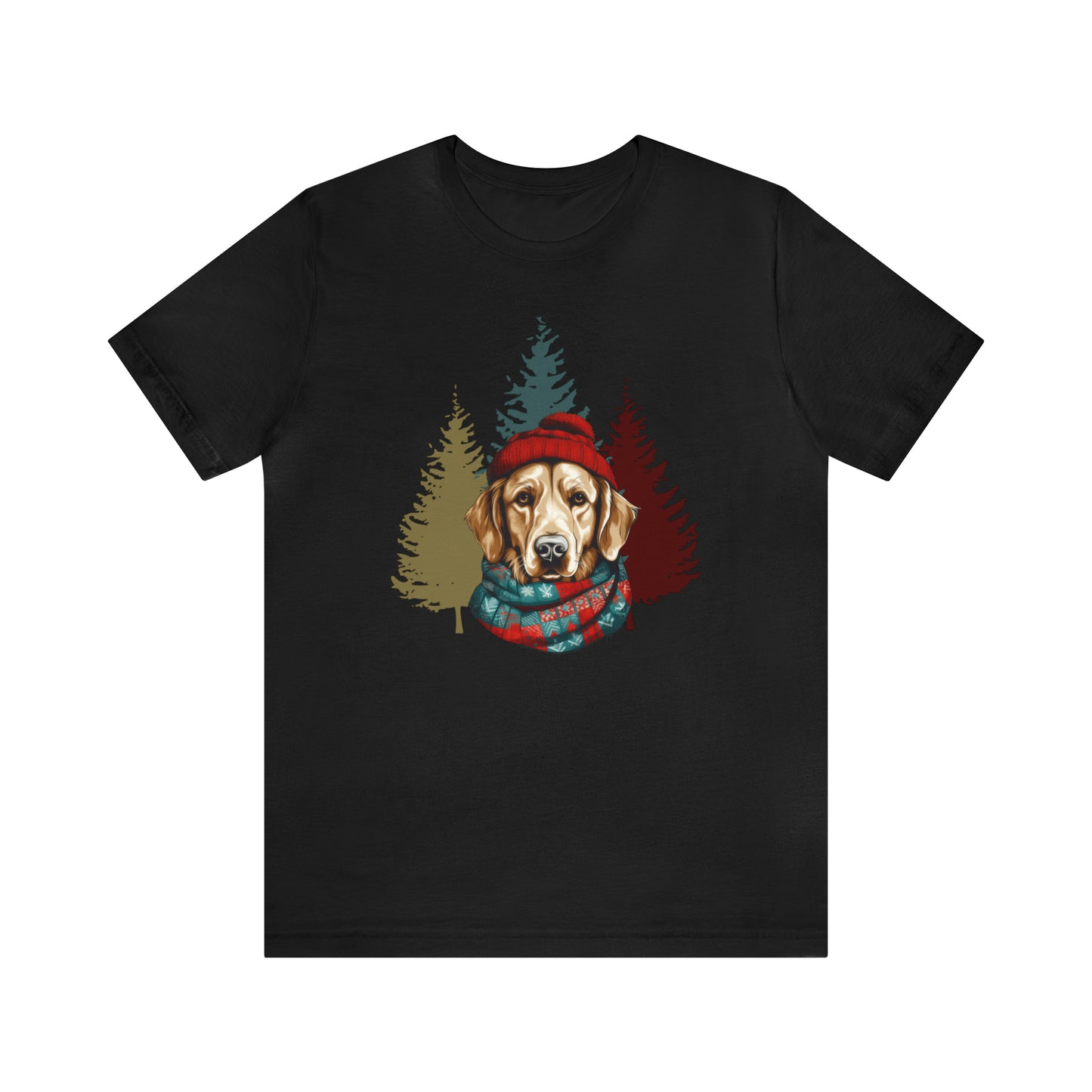 Golden Retriever in Hat & Scarf Unisex Jersey Short Sleeve Tee