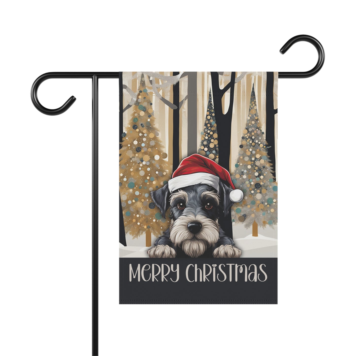 Miniature Schnauzer Merry Christmas 2-Sided Garden & House FLag/Banner