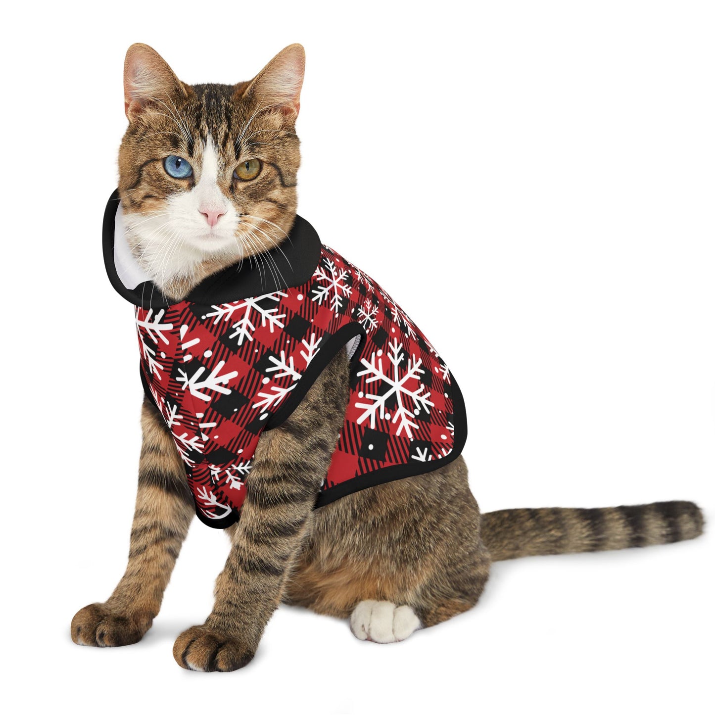 Buffalo Plaid & Snowflakes Pet Hoodie