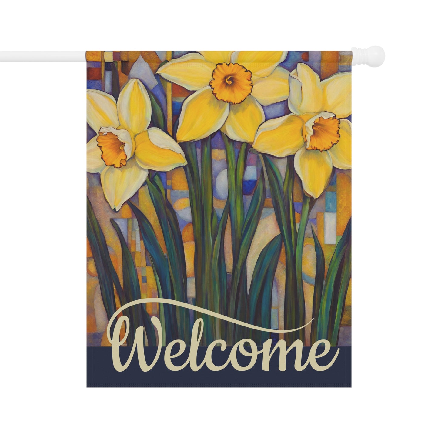 Happy Daffodils Welcome 2-Sided Garden & House Flag/Banner