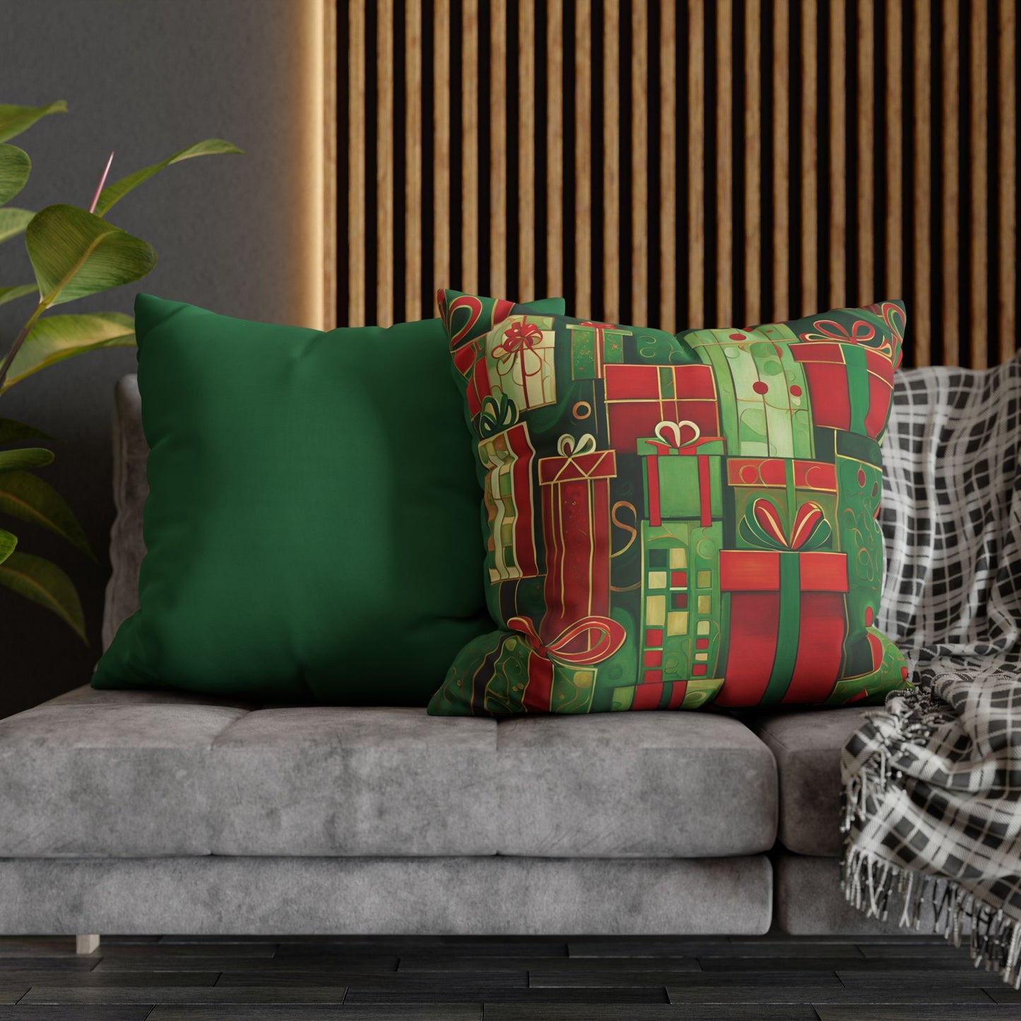 Holiday Gifts Square Poly Canvas Pillowcase