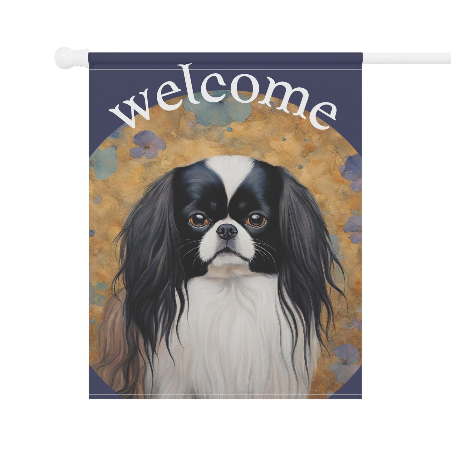 Japanese Chin Welcome 2-Sided Garden & House Flag/Banner