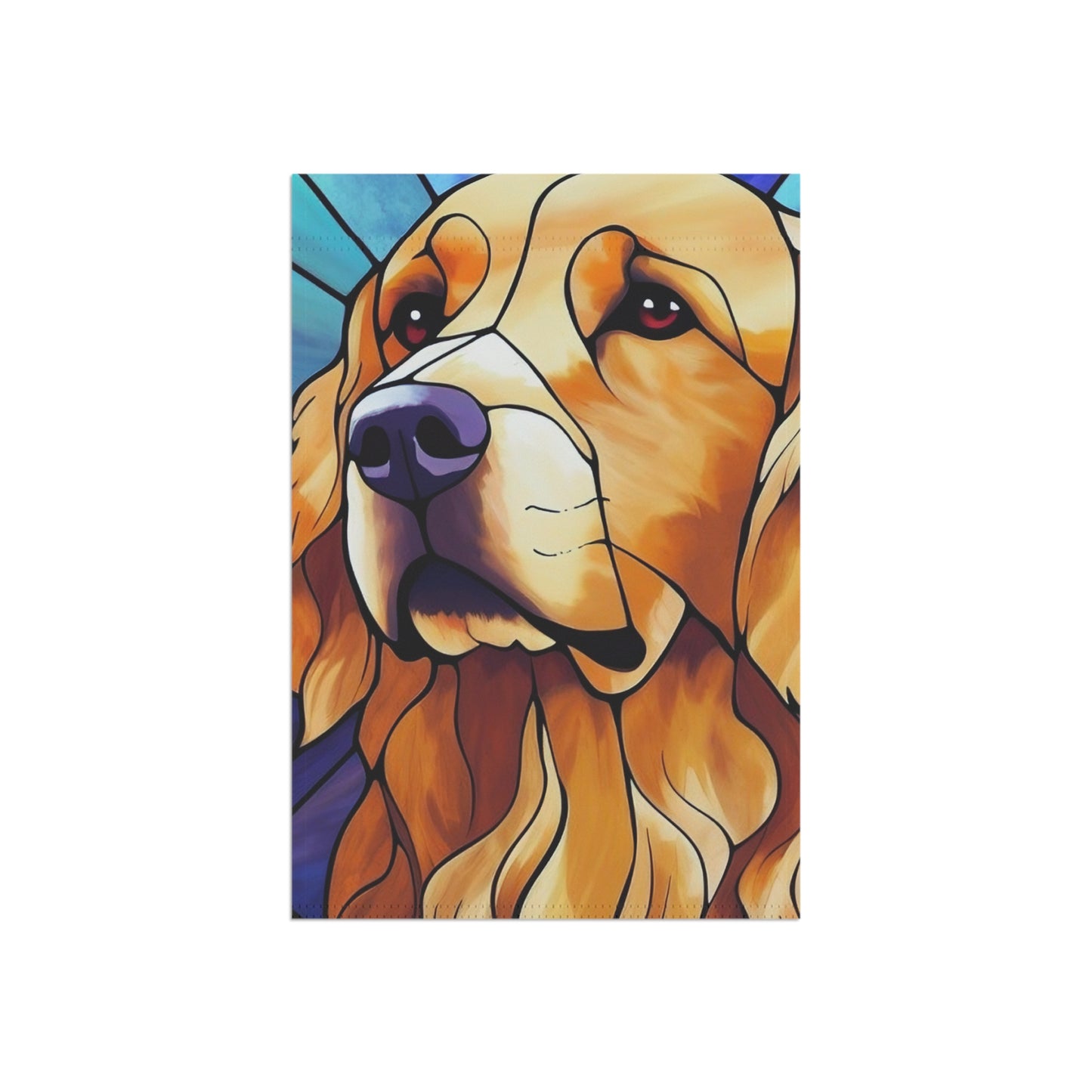 Golden Retriever Face Stained Glass Look 2-Sided Garden & House Flag/Banner