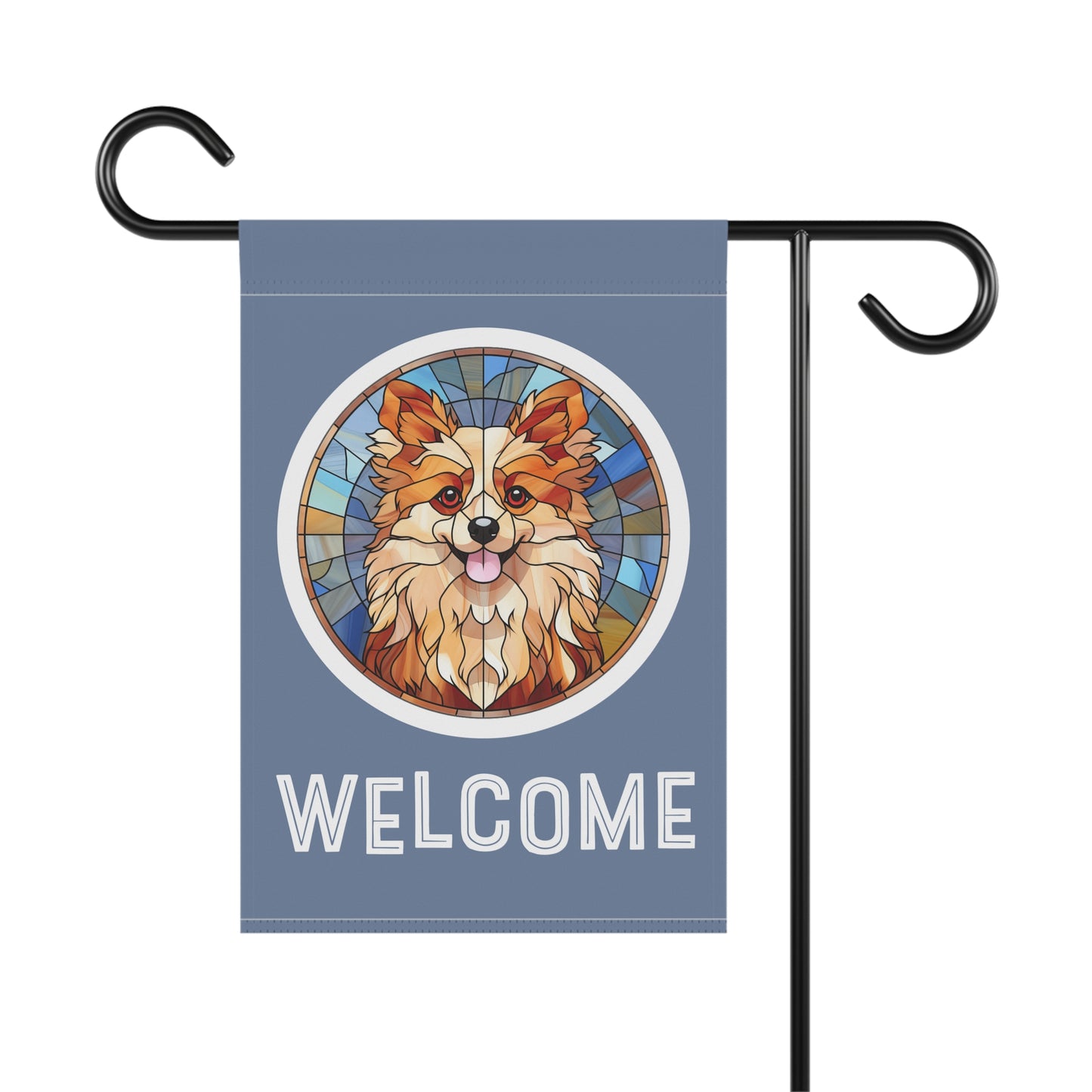 Pomeranian Welcome 2-Sided Garden & House Flag/Banner