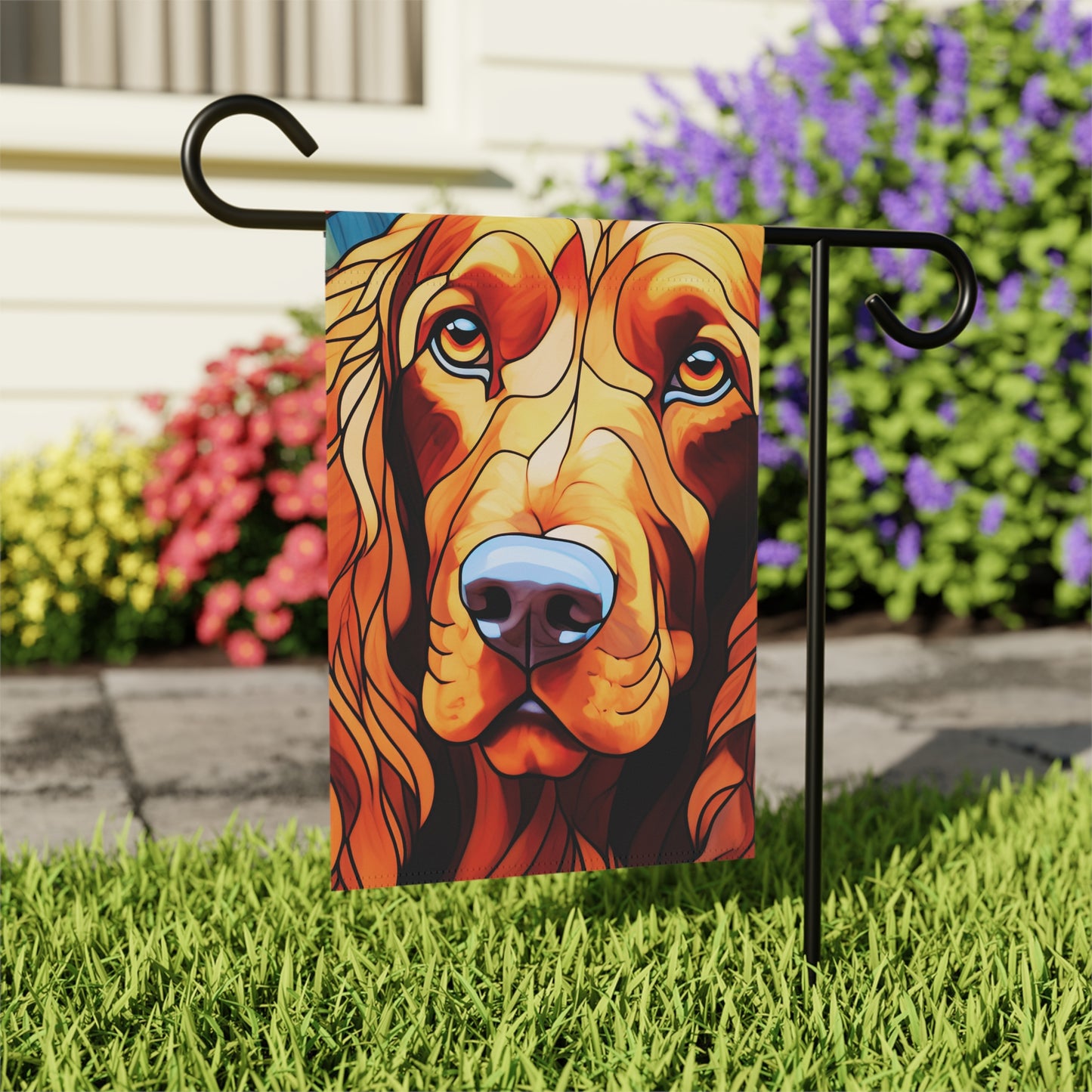 Irish Setter Face Stained Glass Look 2-Sided Garden & House Flag/Banner